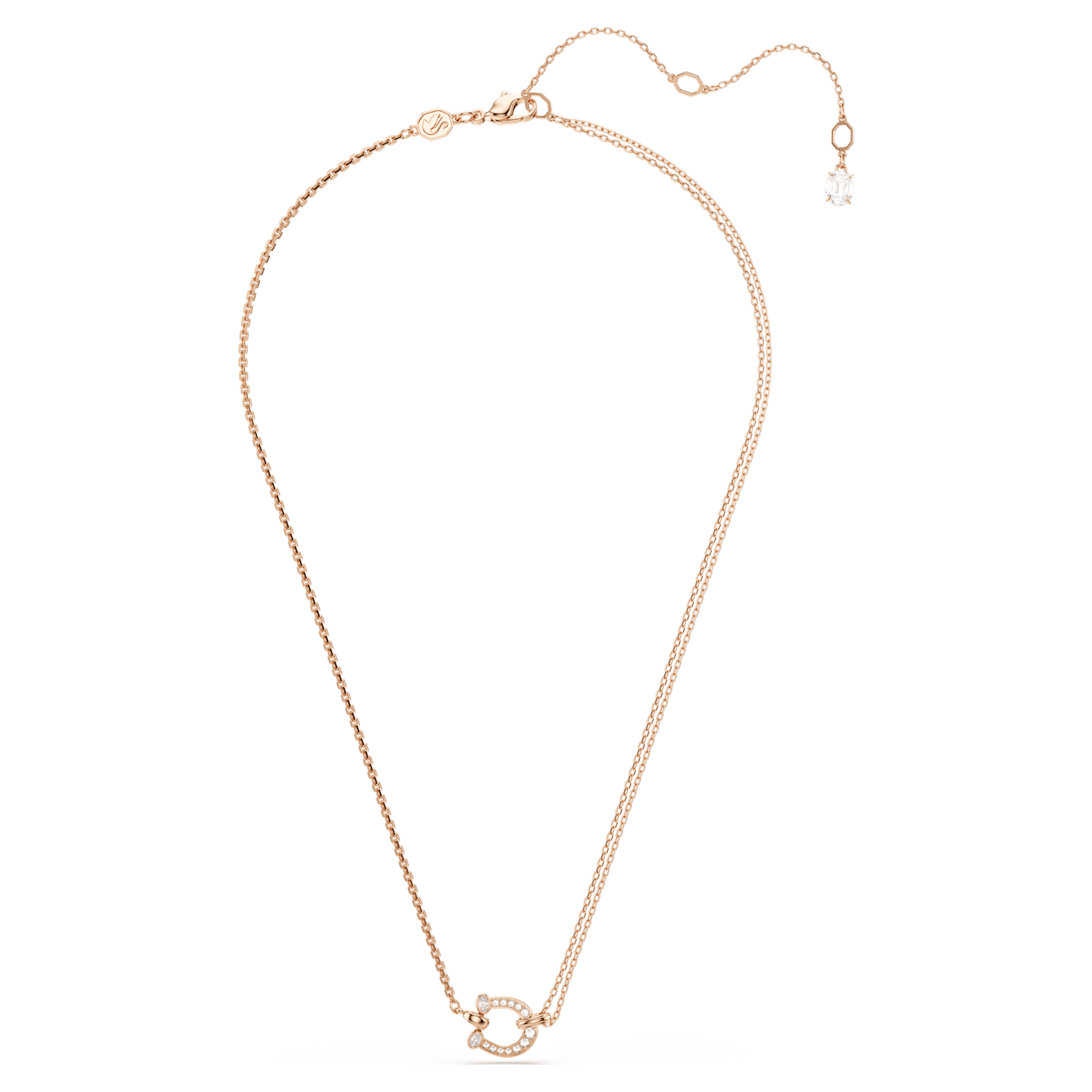 Symbolica pendant, Pavé, Horseshoe, White, Rose gold-tone plated by SWAROVSKI