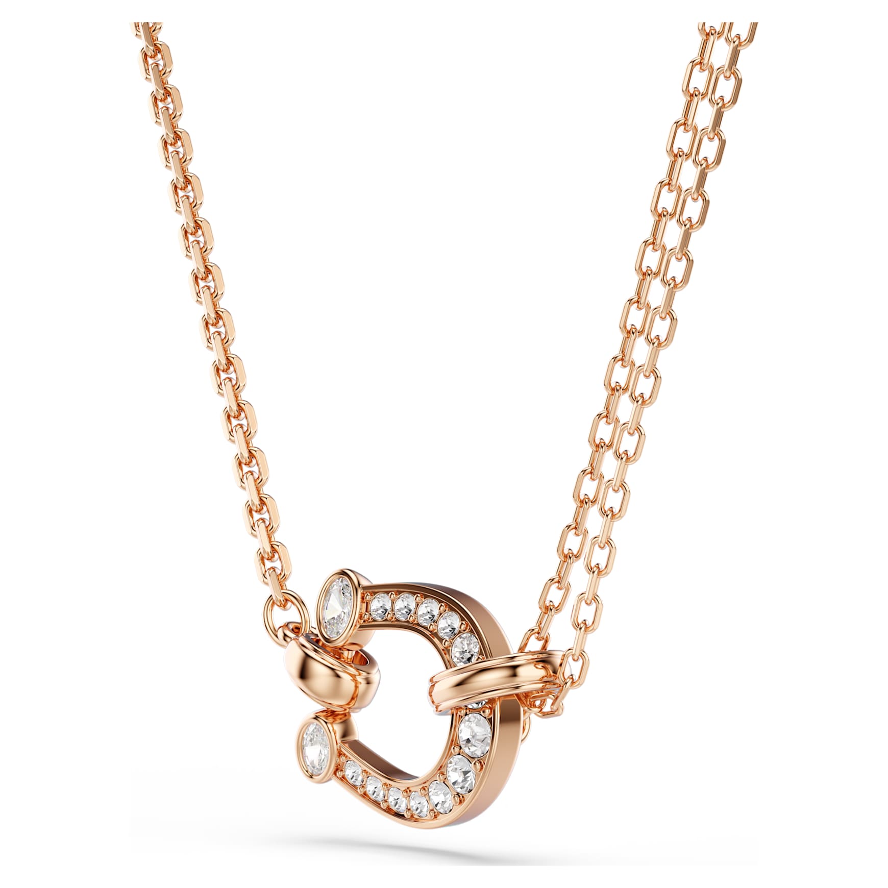 Symbolica pendant, Pavé, Horseshoe, White, 18K rose gold finish