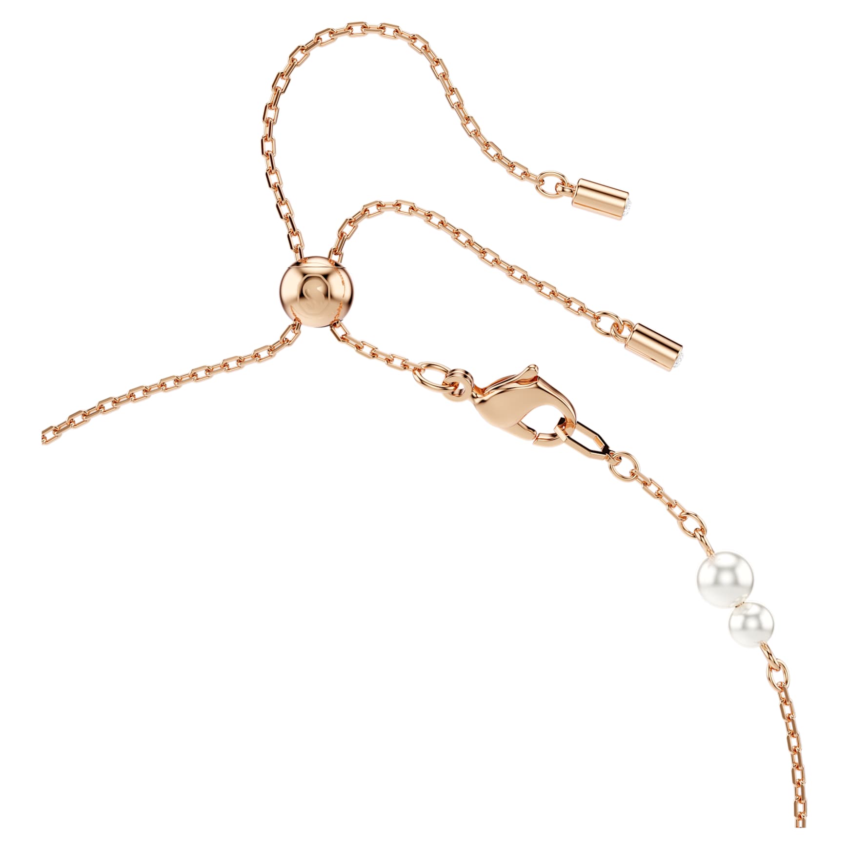 Symbolica Y necklace, Crystal pearl, Pavé, Horse shoe, White, Rose gold-tone plated by SWAROVSKI