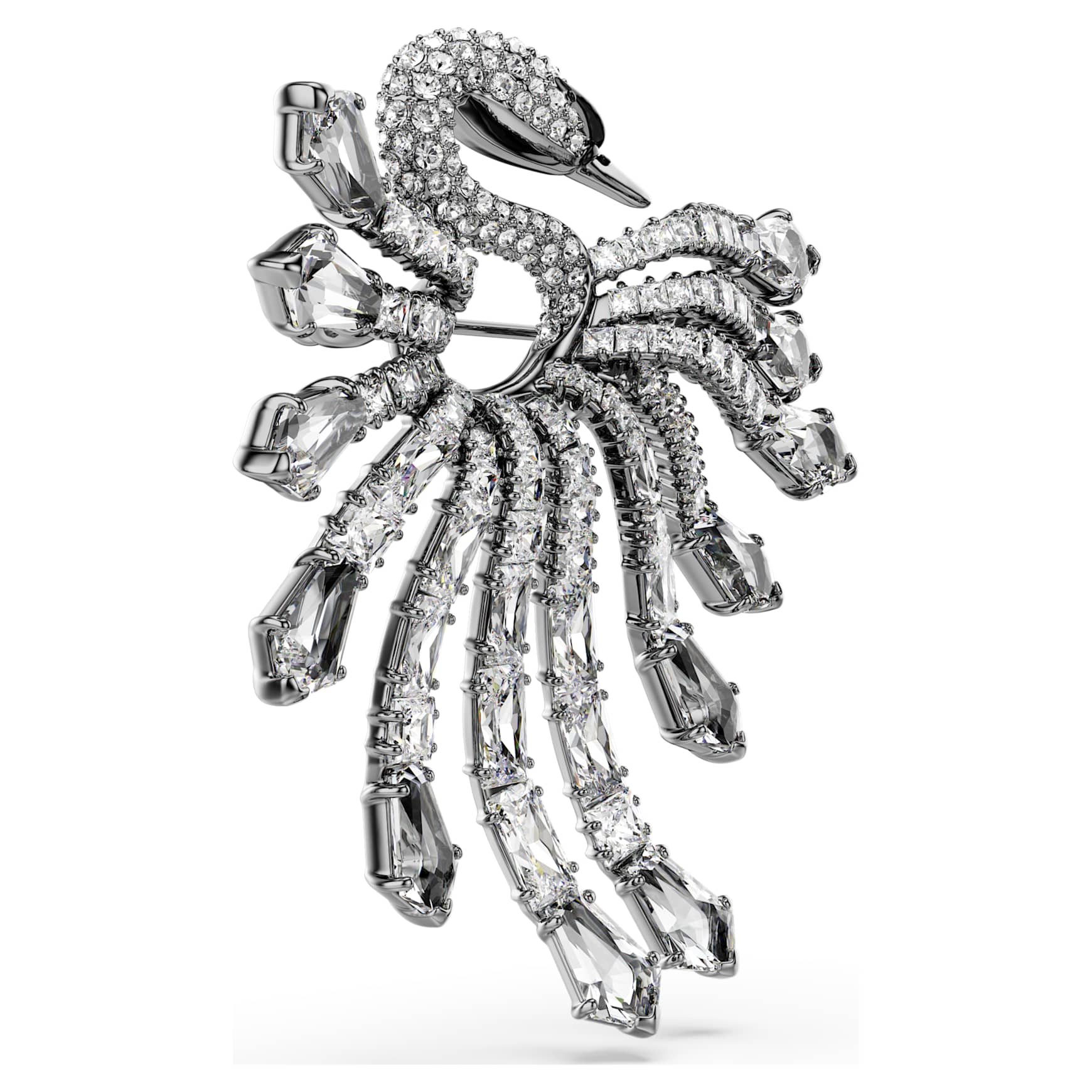 The Vienna Collection brooch, Swan, White, Ruthenium plated by SWAROVSKI