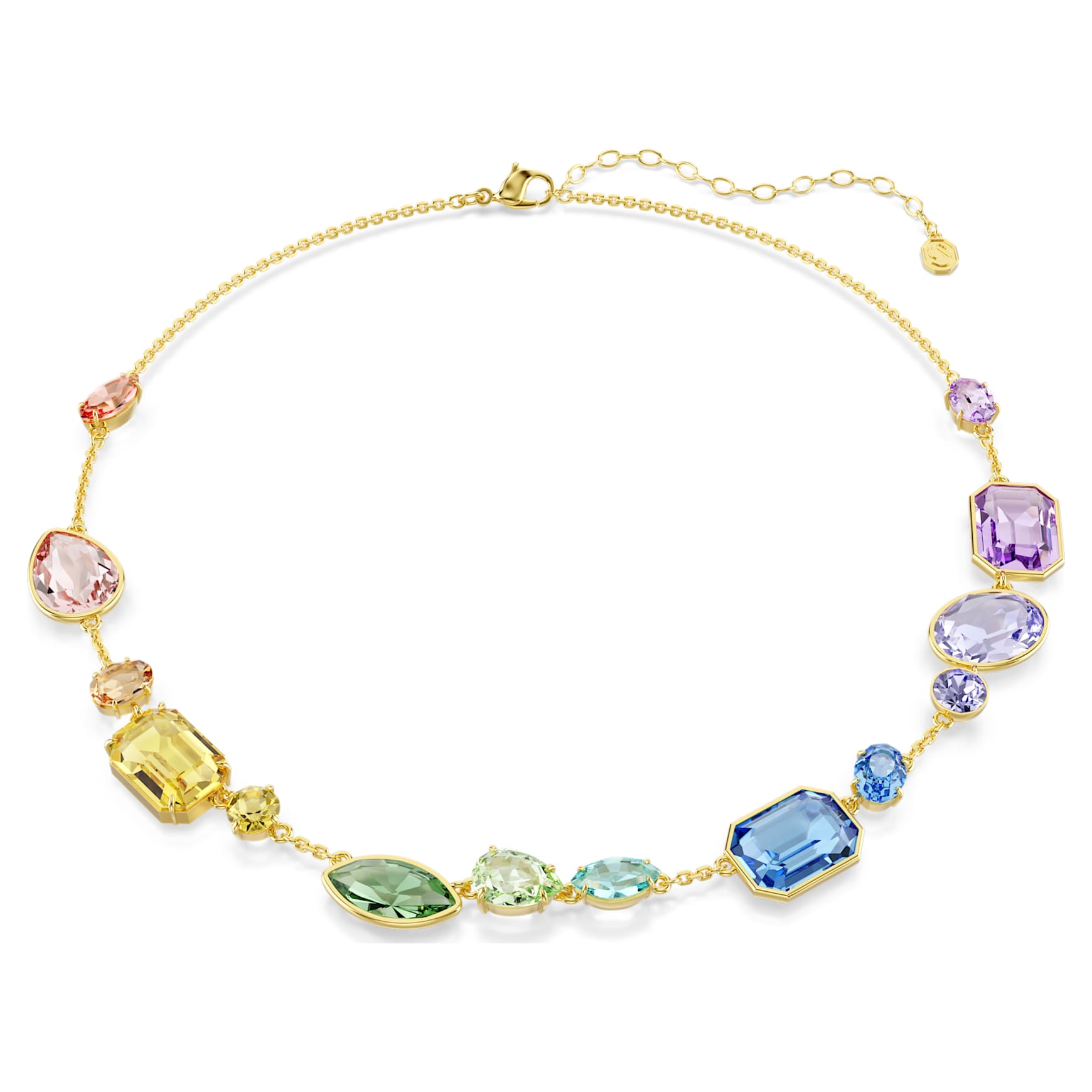 Gema necklace, Mixed cuts, Multicoloured, Gold-tone plated by SWAROVSKI