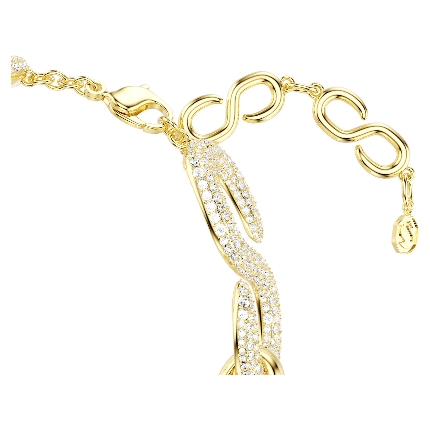 Dextera choker, Round cut, White, 18K gold finish