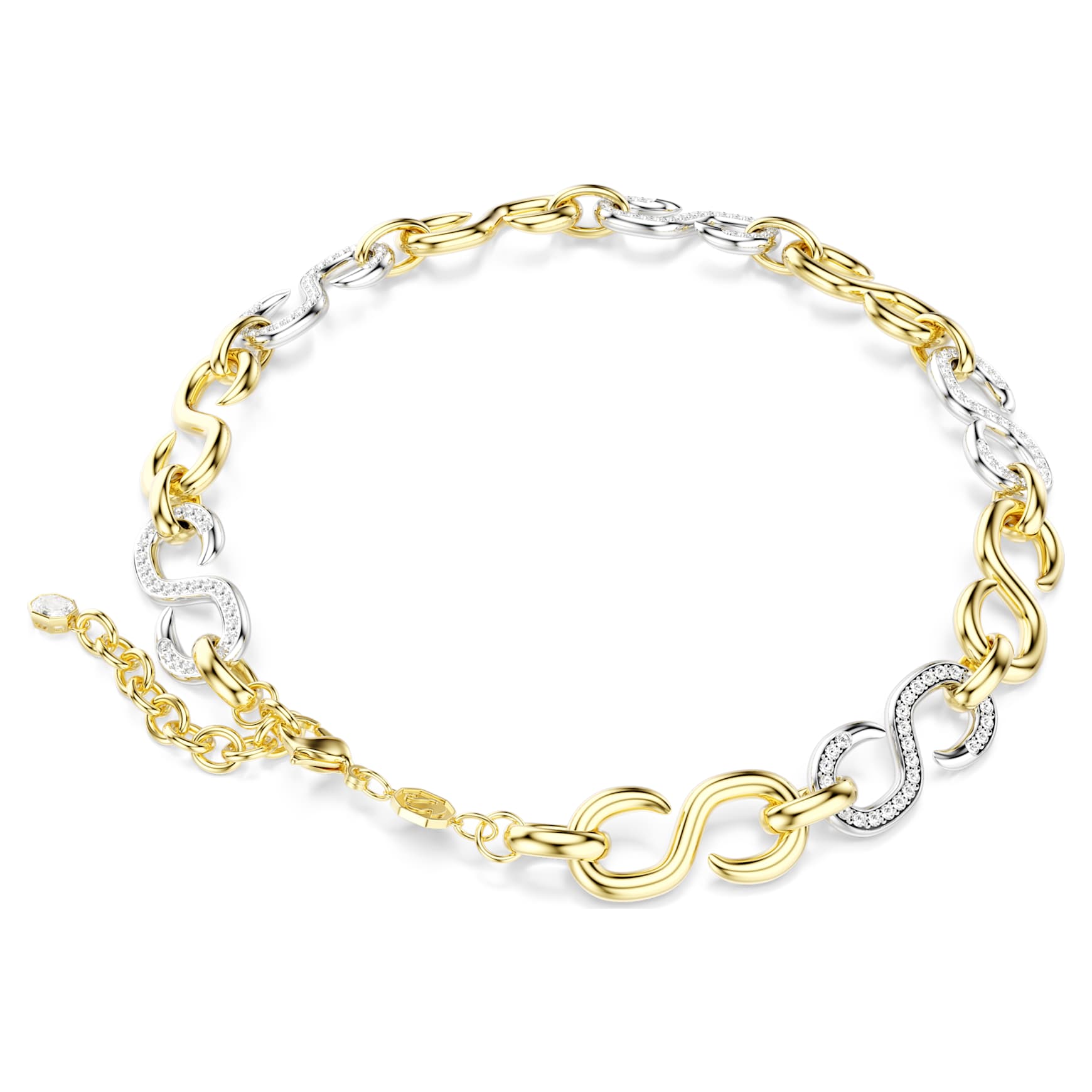 Dextera necklace, Round cut, Chain, White, Mixed metal finish by SWAROVSKI