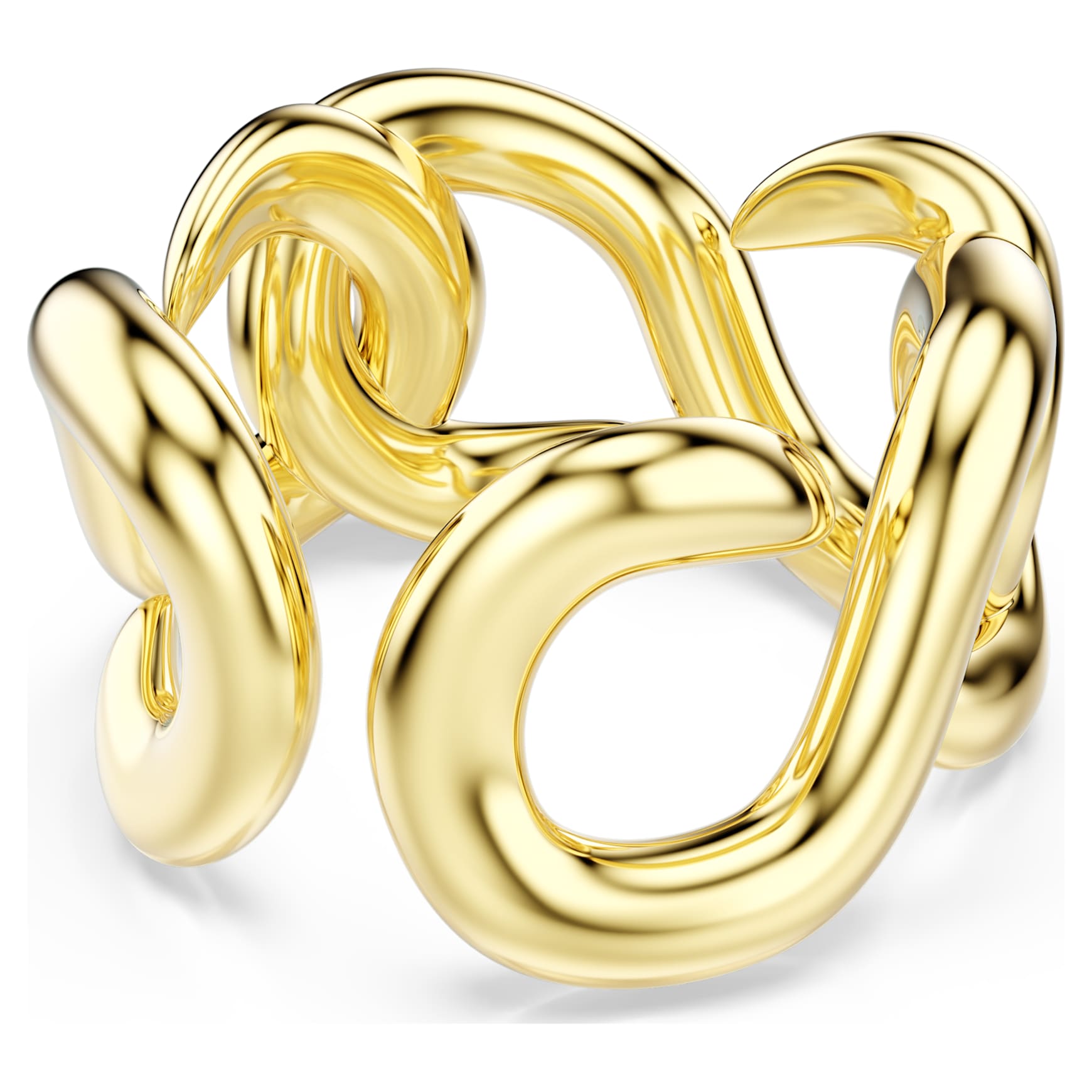 Dextera open ring, Round cut, White, 18K gold finish