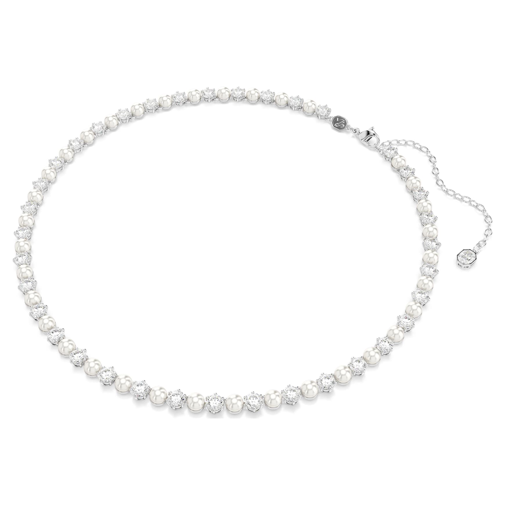 Matrix set, Crystal pearl, Round cut, White, Rhodium plated
