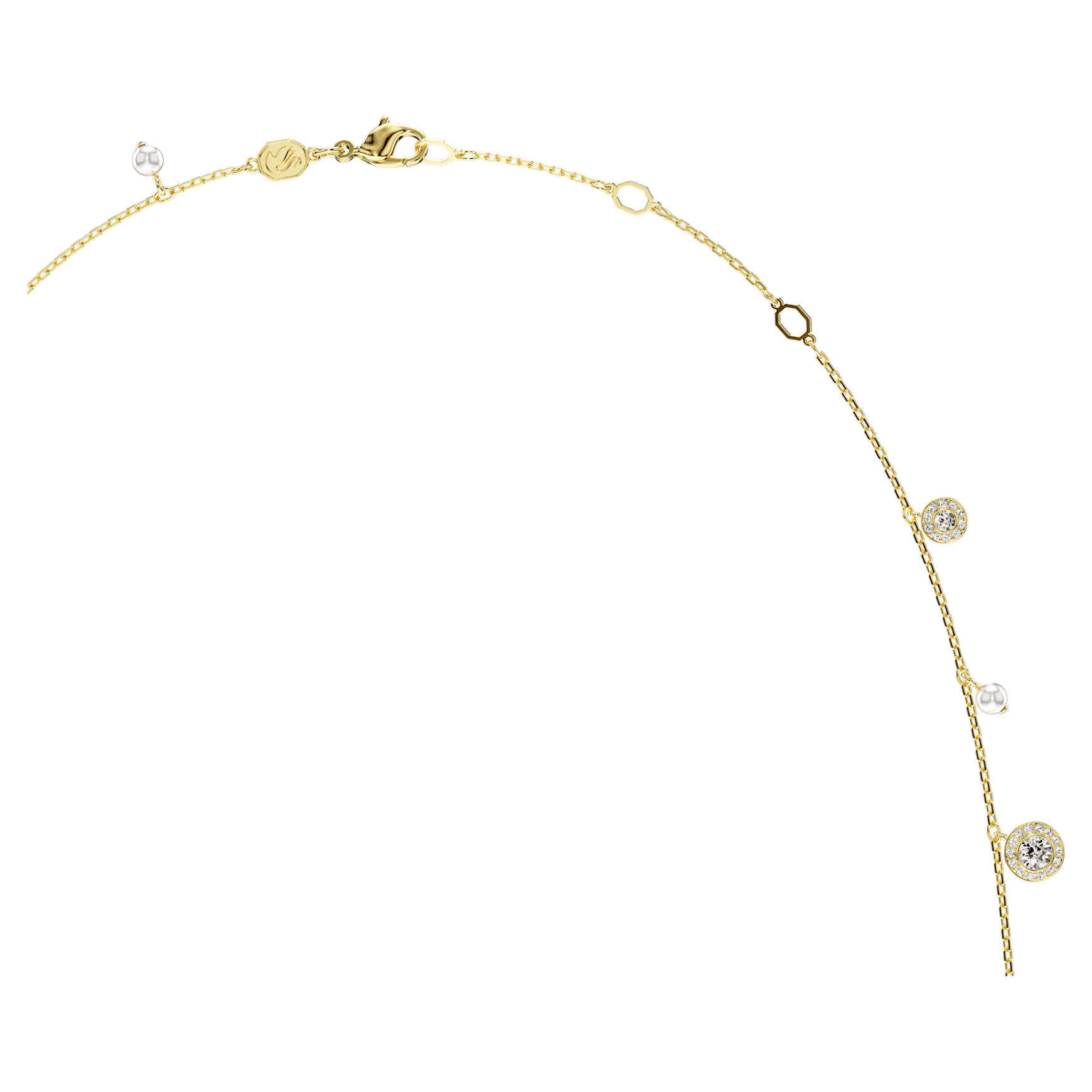 Una Angelic strandage, Crystal pearl, Round cut, White, 18K gold finish