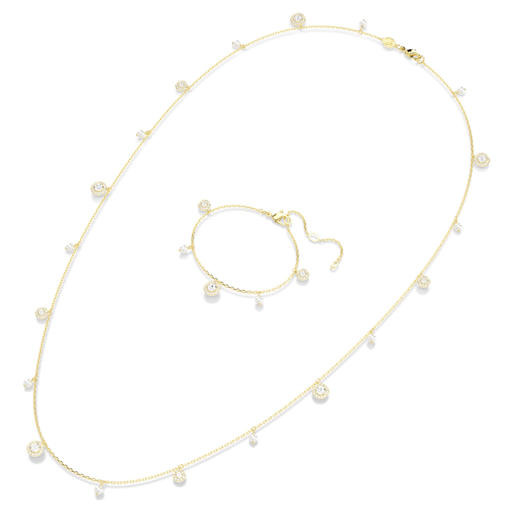 Una Angelic strandage, Crystal pearl, Round cut, White, Gold-tone plated by SWAROVSKI
