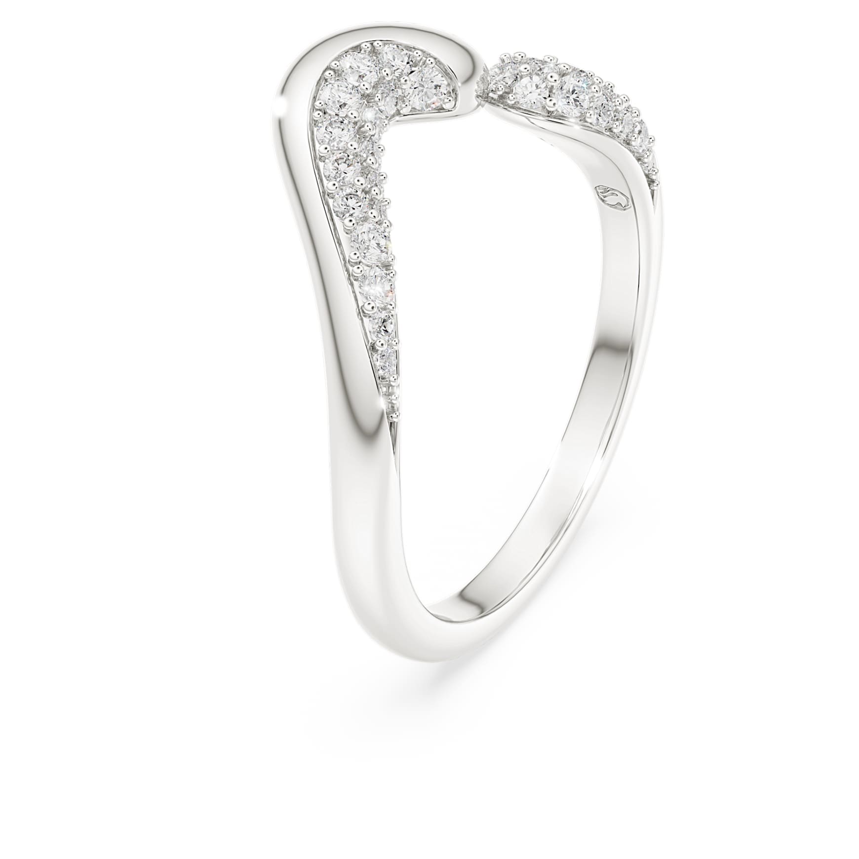 Swarovski Classica open ring, Round cut, White, Sterling silver
