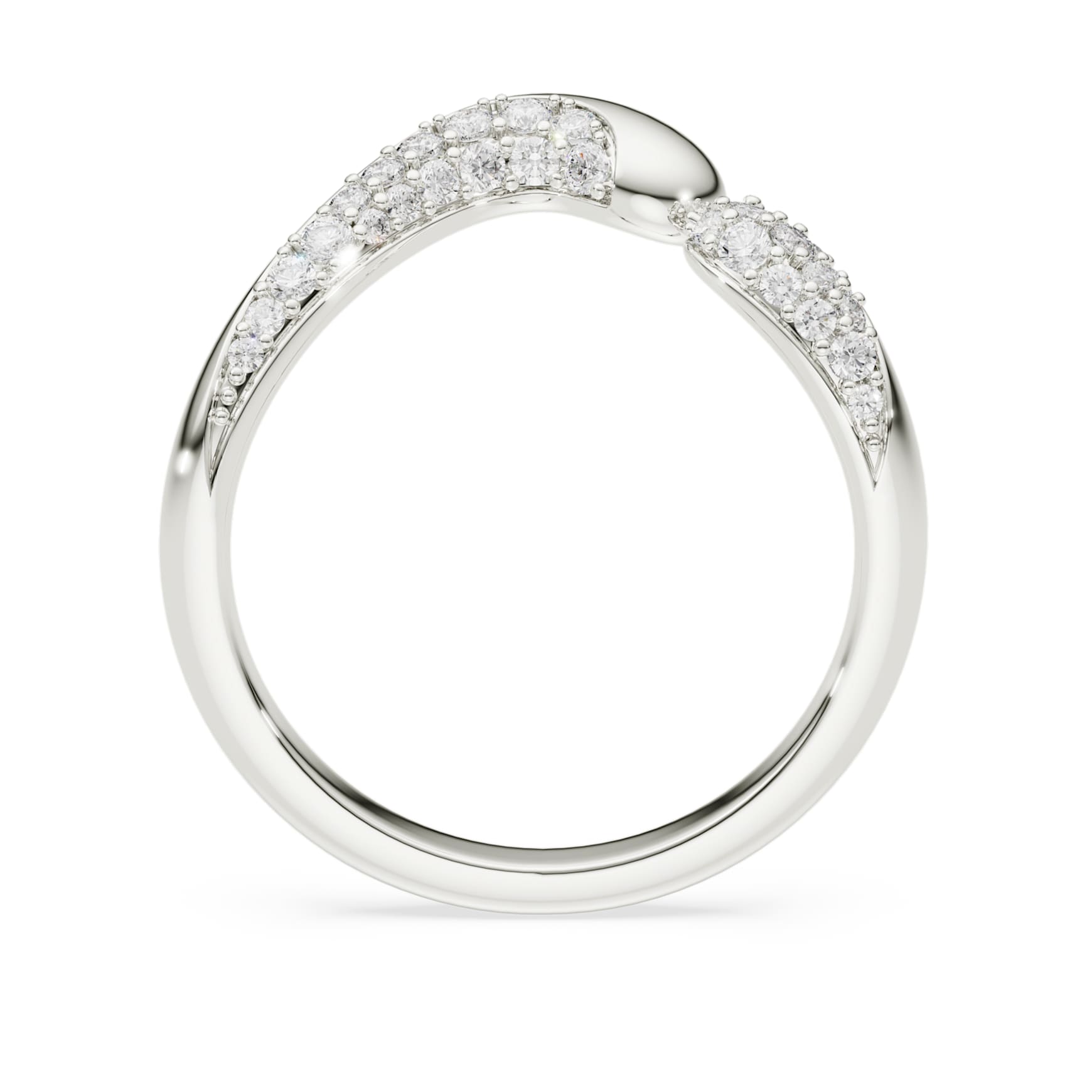 Classica open ring, Round cut, White, Sterling silver