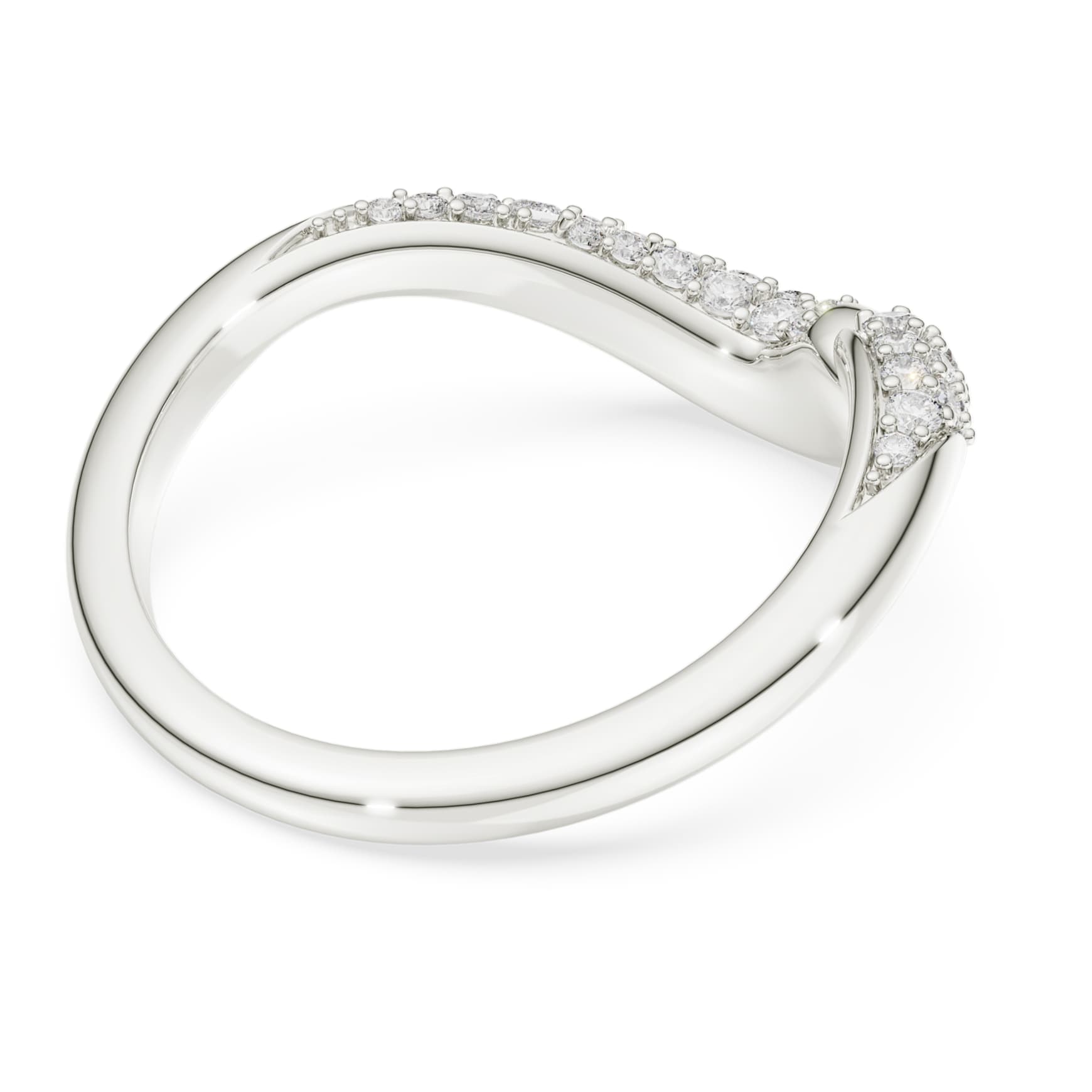 Classica open ring, Round cut, White, Sterling silver