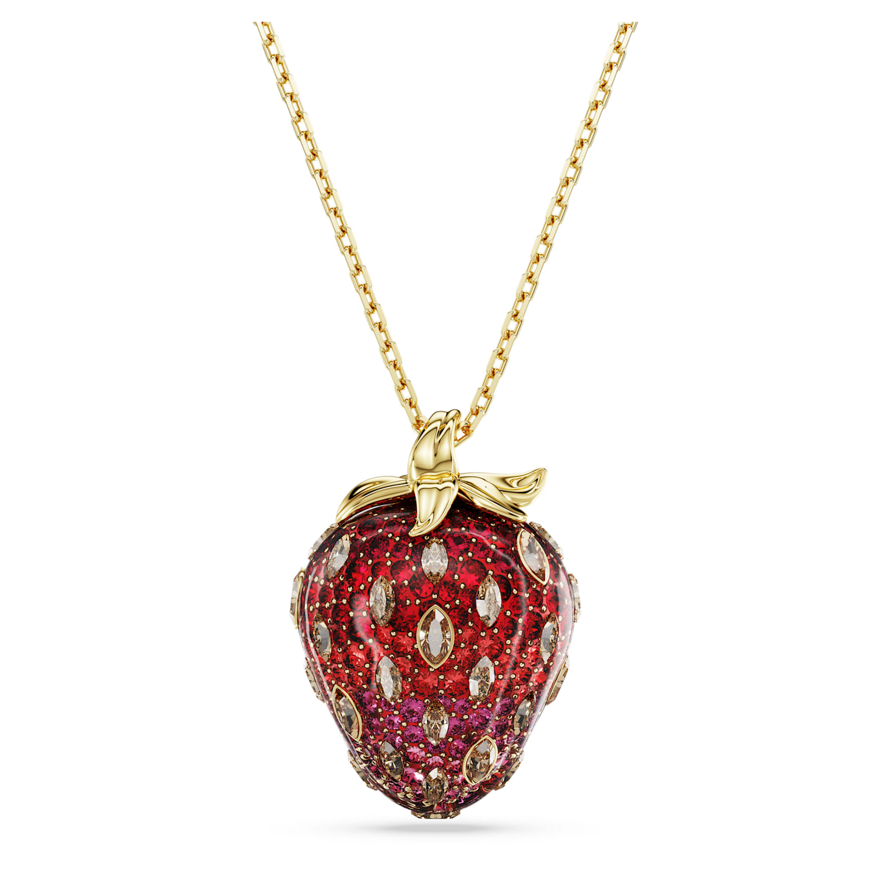 Idyllia pendant, Mixed cuts, Strawberry, Red, Gold-tone plated by SWAROVSKI
