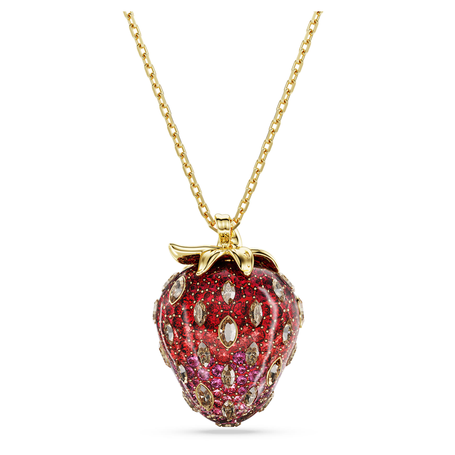 Idyllia pendant, Mixed cuts, Strawberry, Red, Gold-tone plated by SWAROVSKI