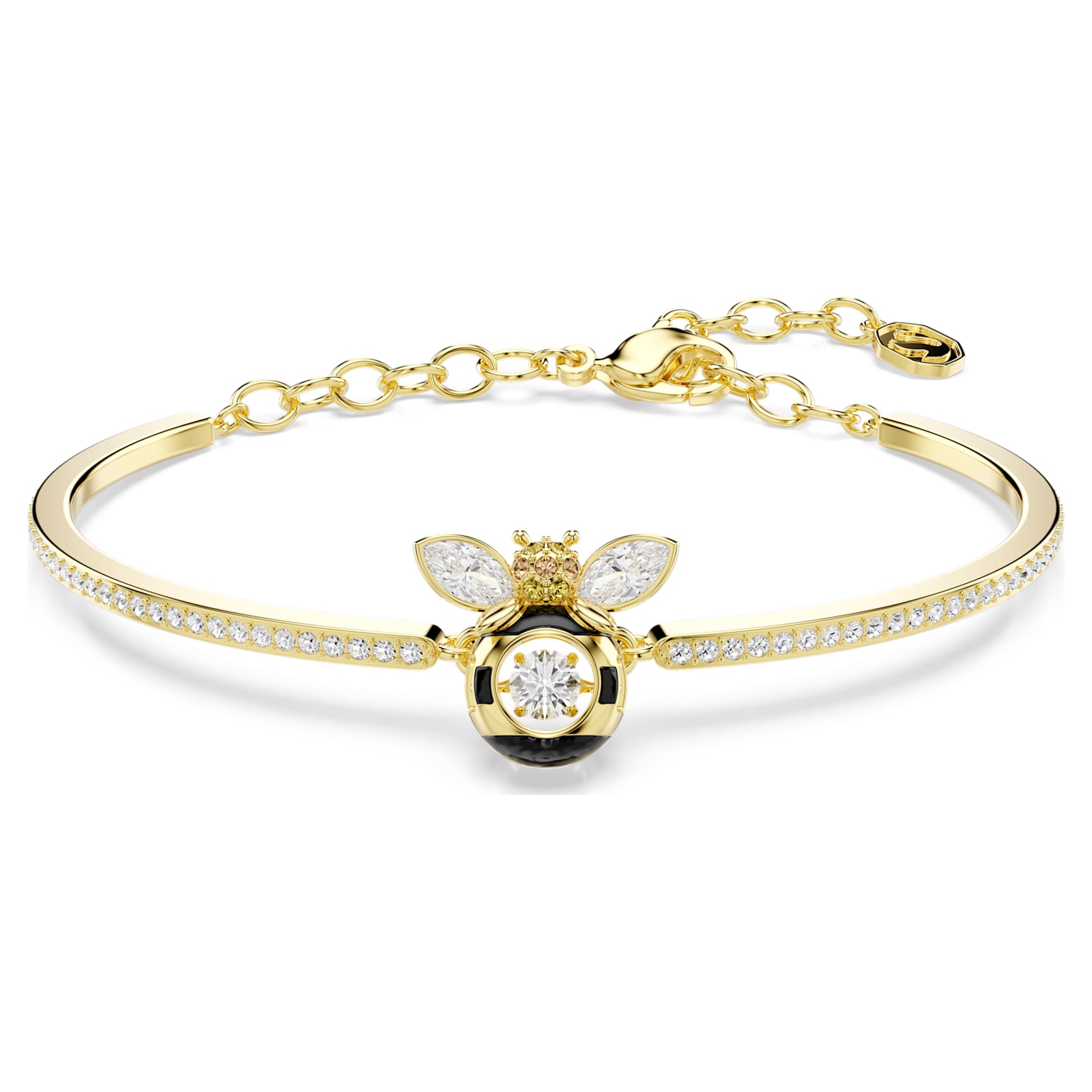 Idyllia bangle, Mixed cuts, Bee, Multicoloured, Gold-tone plated by SWAROVSKI