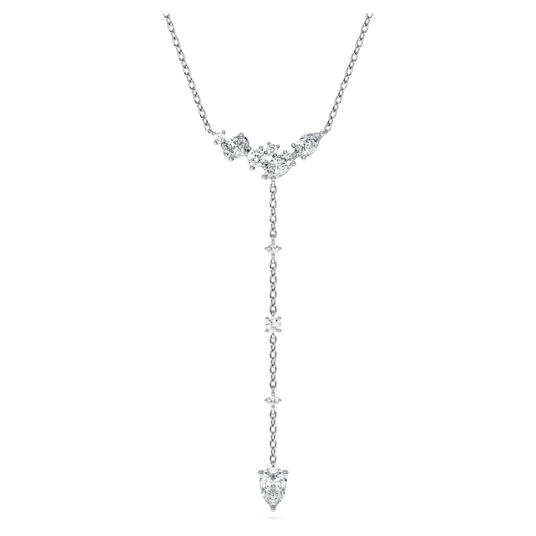 Galaxy Y necklace, Lab-grown diamonds, 0.7 ct tw, Mixed shapes, Sterling silver by SWAROVSKI