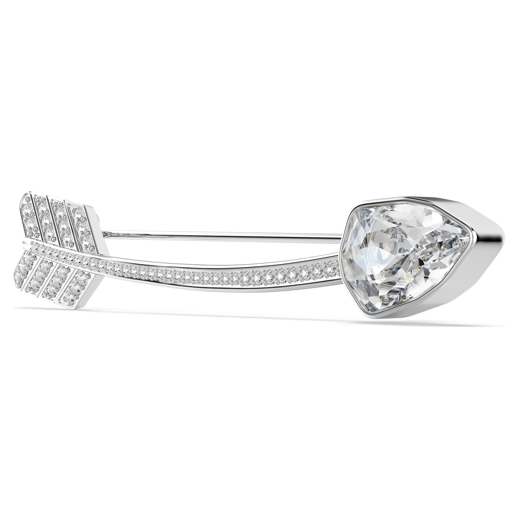 Idyllia brooch, Mixed cuts, Arrow, White, Rhodium plated by SWAROVSKI