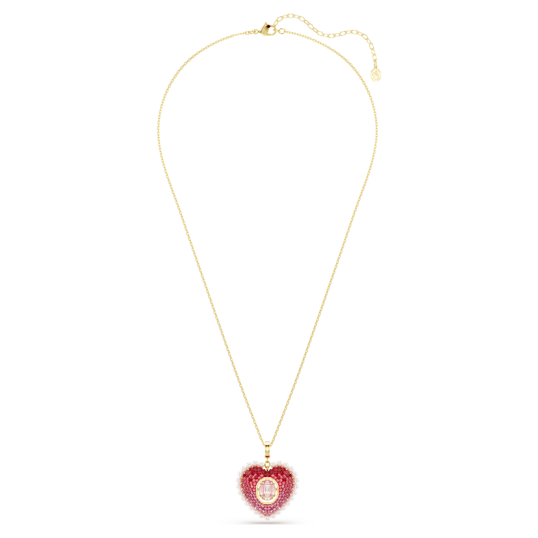Idyllia pendant, Mixed cuts, Heart, Pink, Gold-tone plated by SWAROVSKI