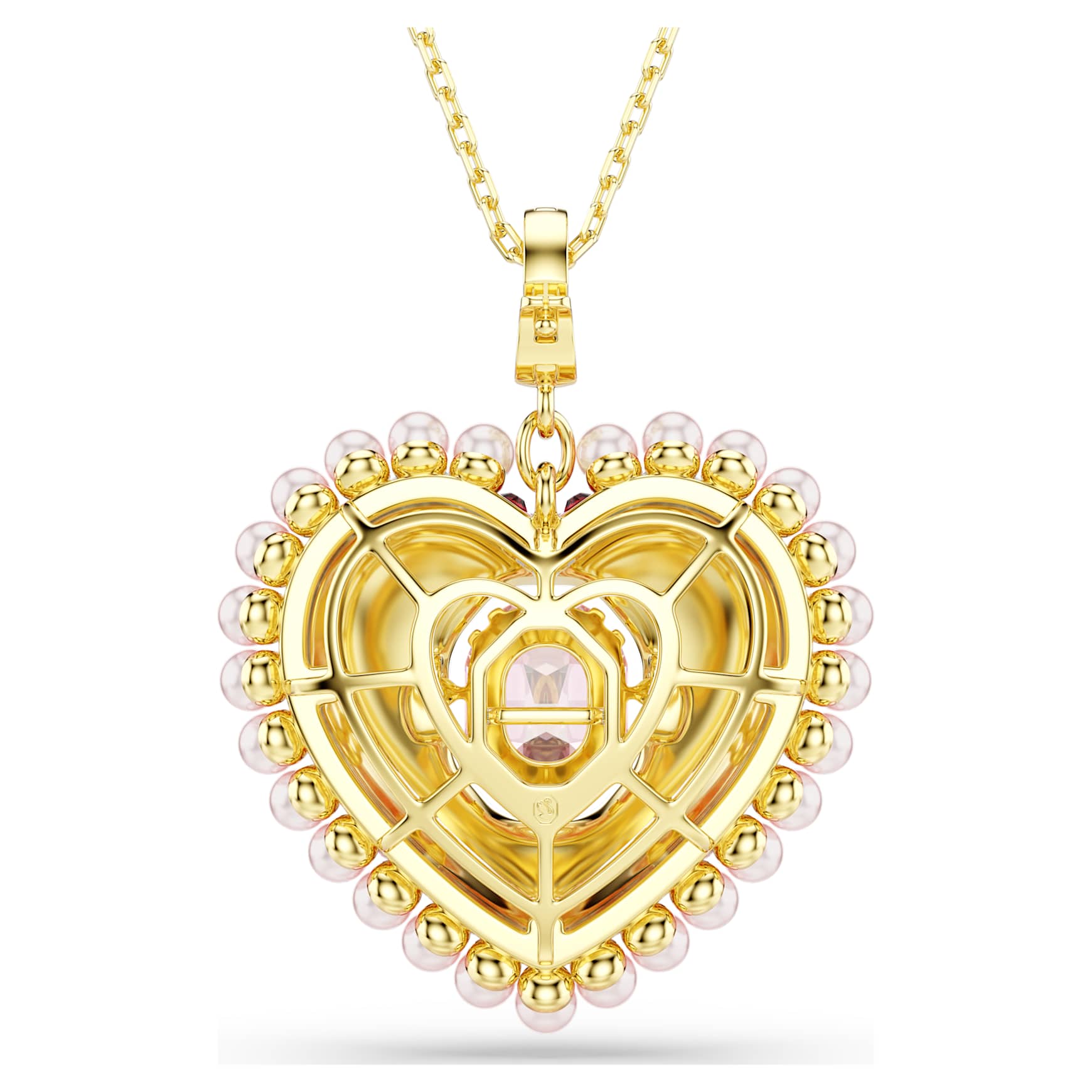 Idyllia pendant, Mixed cuts, Heart, Pink, Gold-tone plated by SWAROVSKI