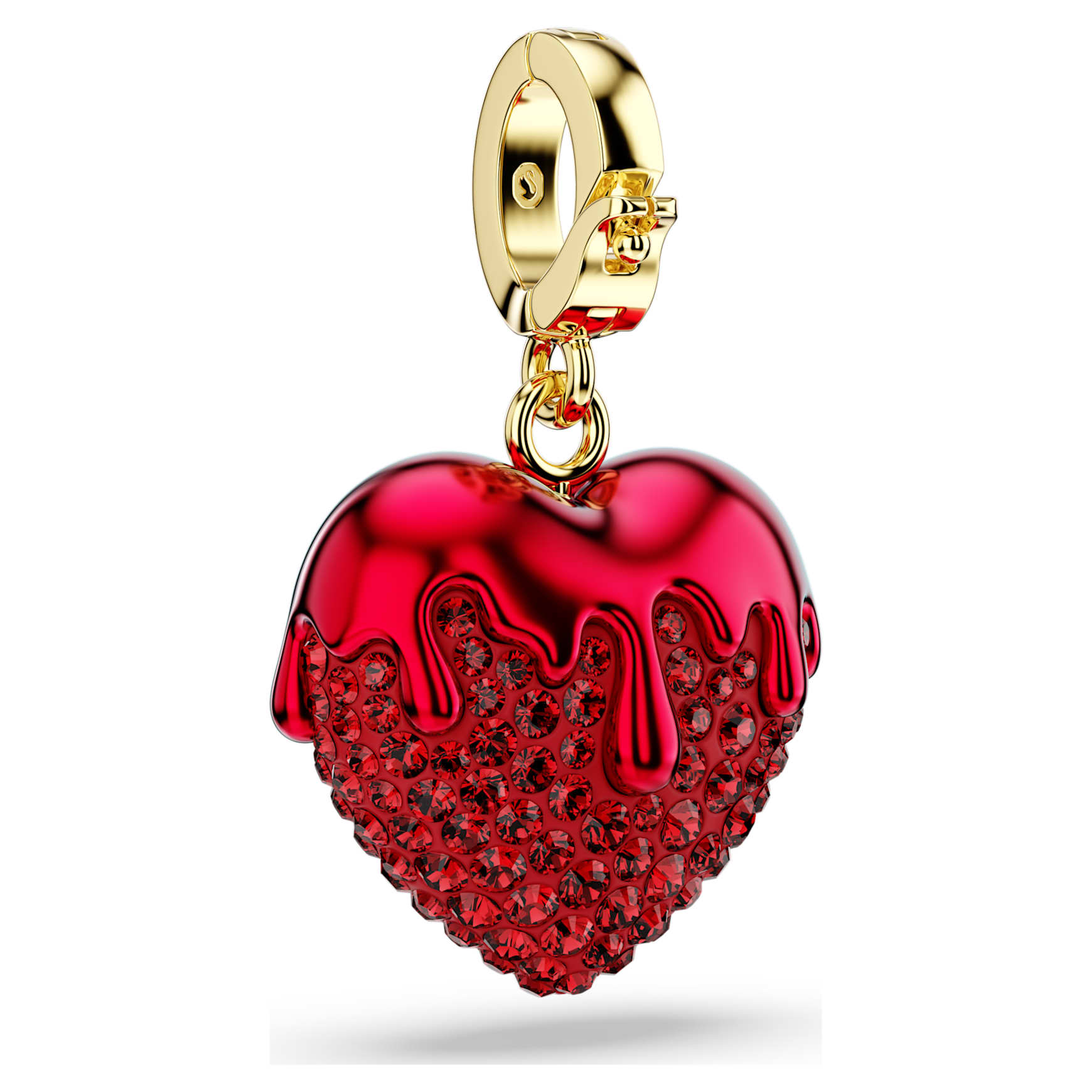 Idyllia charm, Round cut, Heart, Red, Gold-tone plated by SWAROVSKI