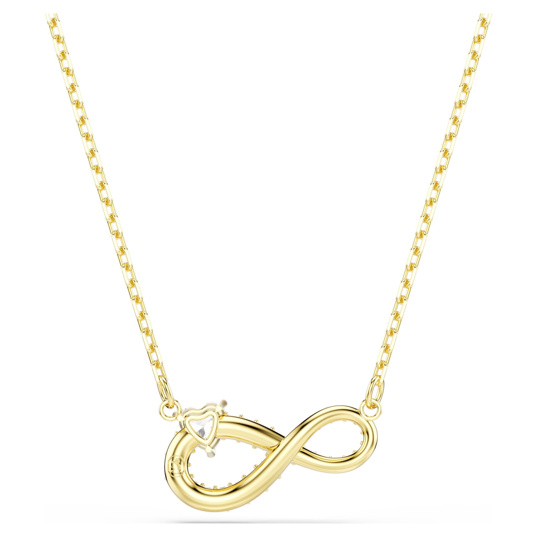 Hyperbola necklace, Heart cut, Pavé, Infinity, White, Gold-tone plated by SWAROVSKI