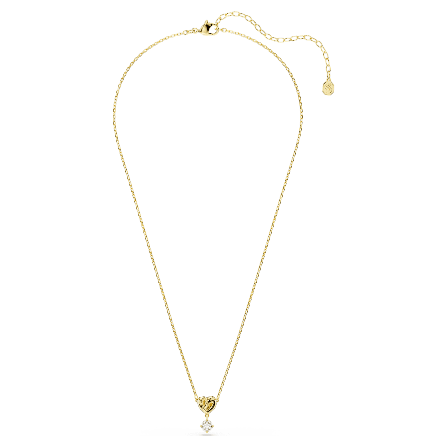 Lifelong pendant, Round cut, Heart, White, Gold-tone plated by SWAROVSKI