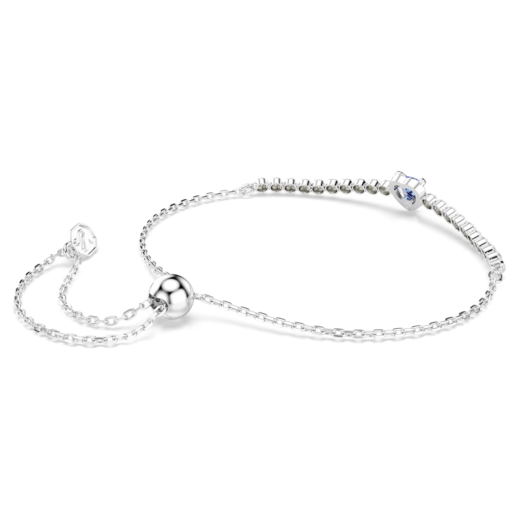 One bracelet, Mixed cuts, Heart, Blue, Rhodium plated by SWAROVSKI