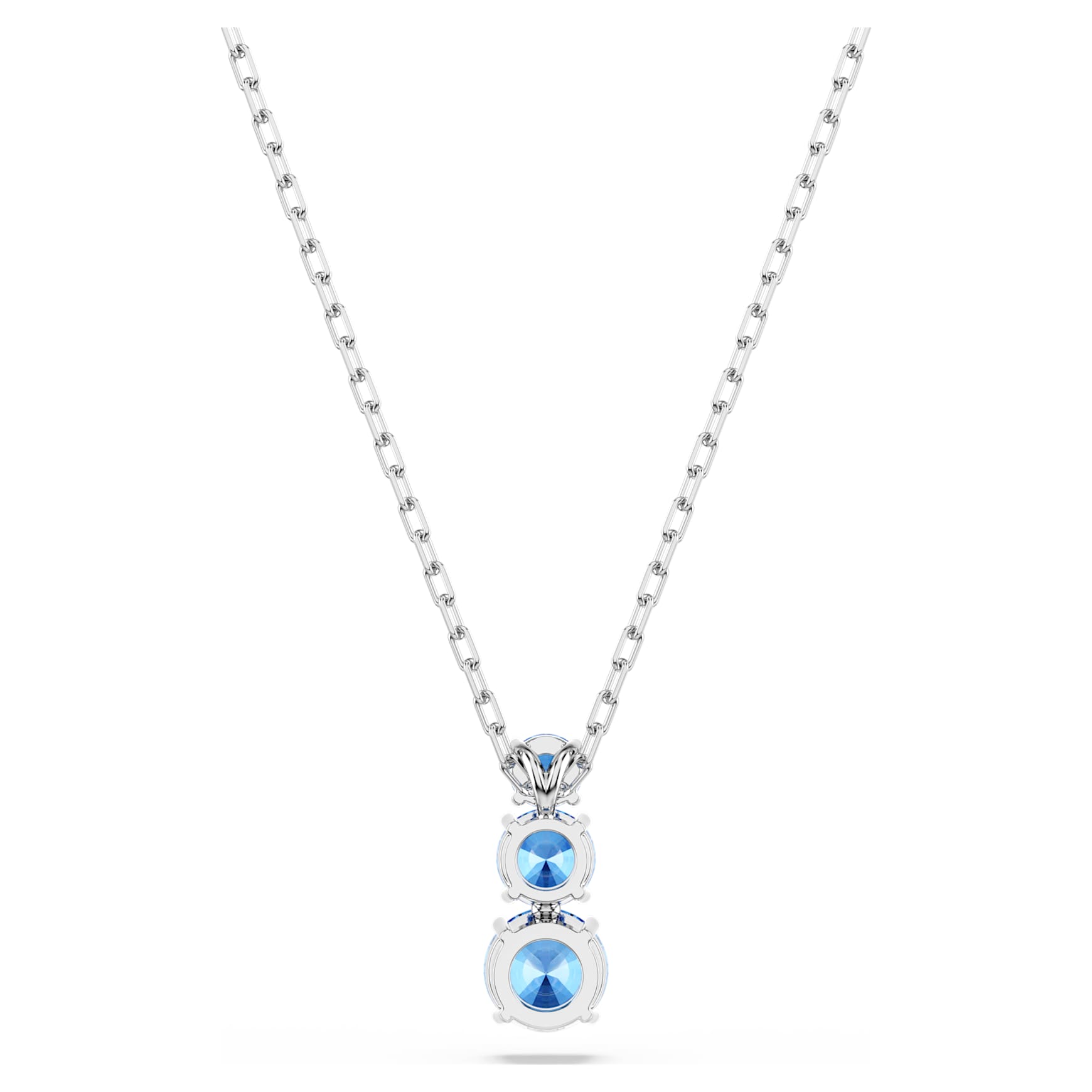 Stilla Attract pendant, Round cut, Blue, Rhodium plated by SWAROVSKI