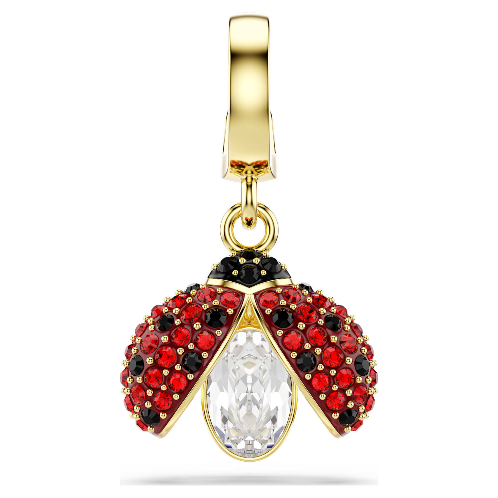 Idyllia charm, Mixed cuts, Ladybird, Red, 18K gold finish