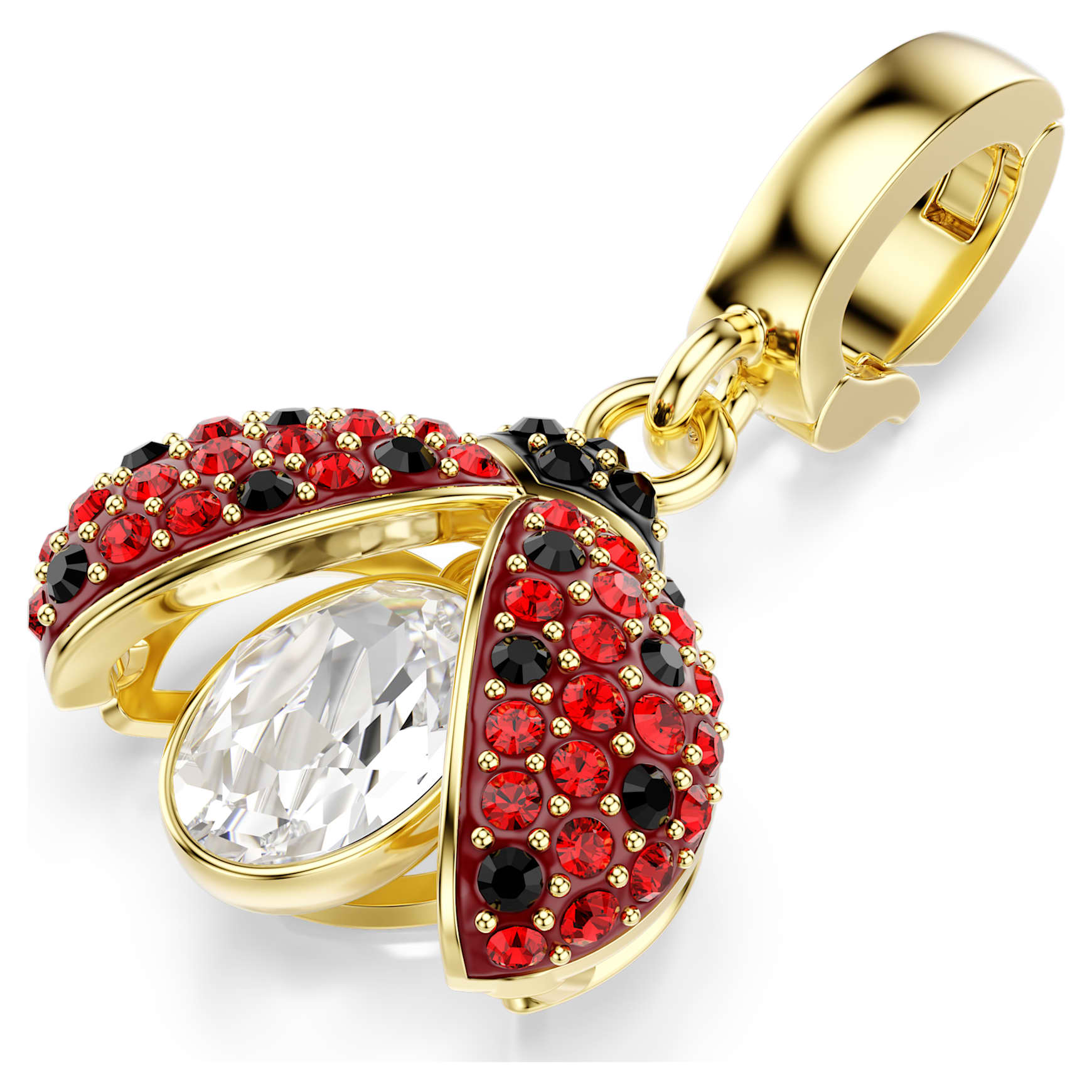 Idyllia charm, Mixed cuts, Ladybug, Red, Gold-tone plated by SWAROVSKI