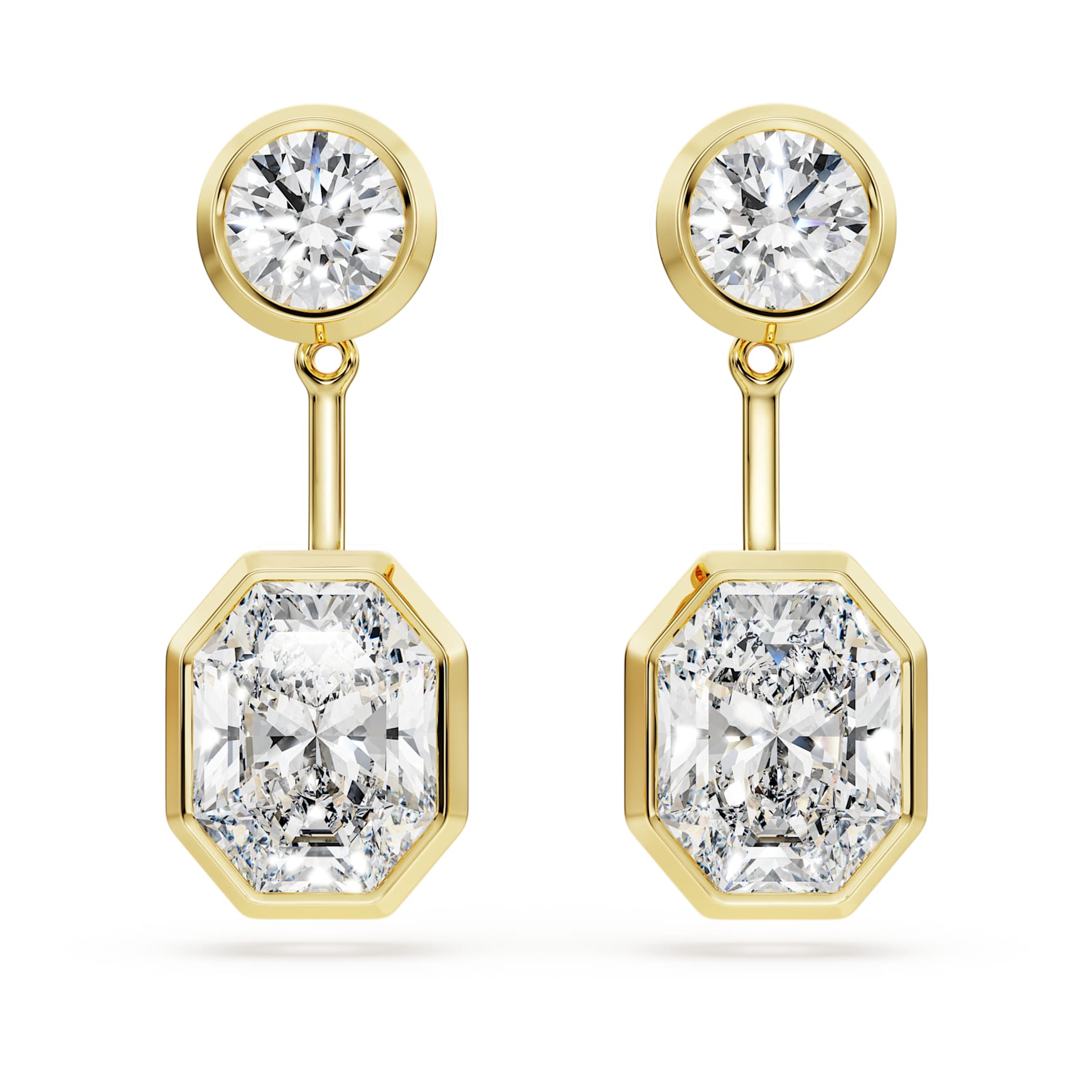 Octagon earring jackets, Lab-grown diamonds 7.70 ct tw, Mixed shapes, 18K yellow gold