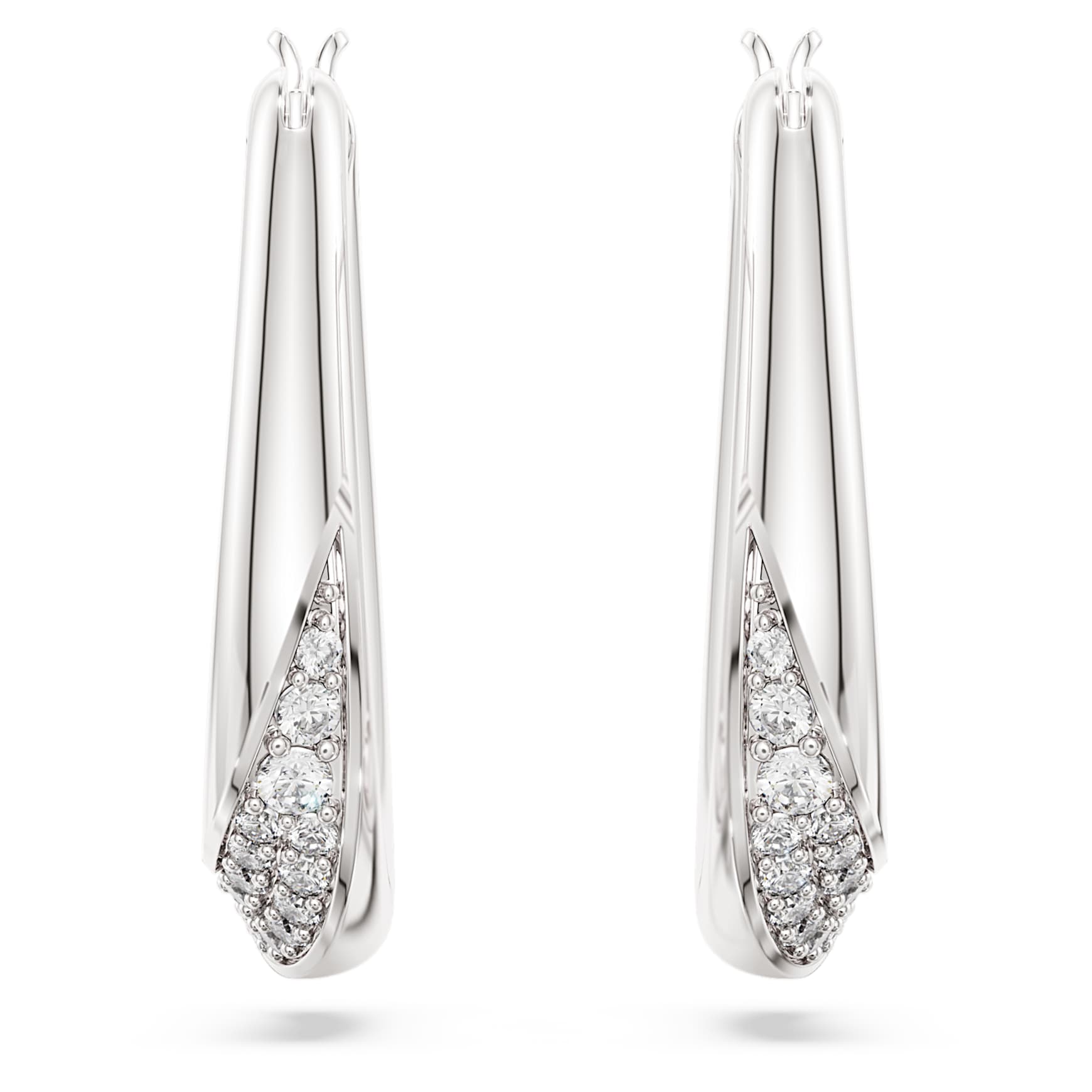 Classica hoop earrings, Round cut, Small, White, Sterling silver