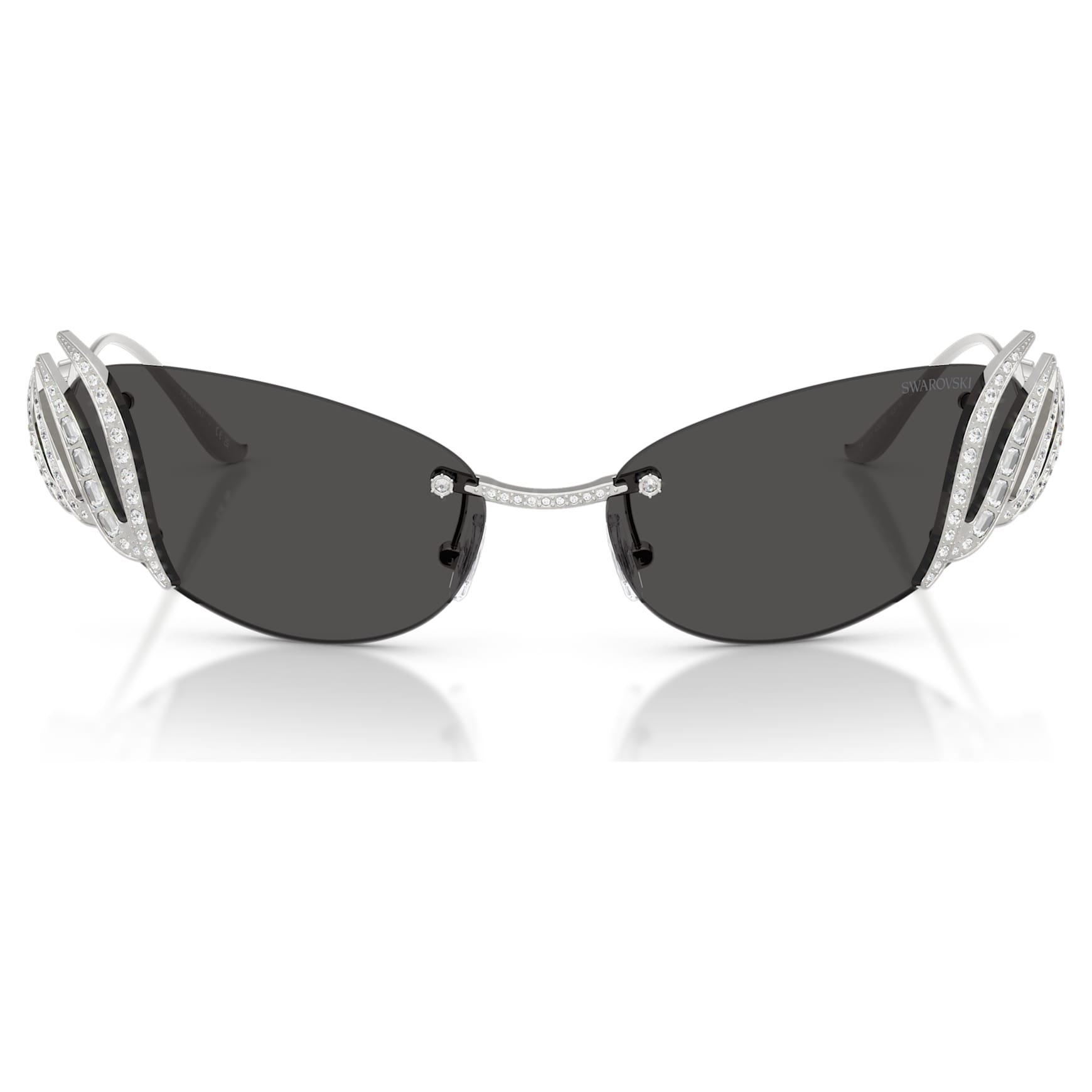 Sunglasses, Cat-Eye shape, Swan, Silver Tone by SWAROVSKI