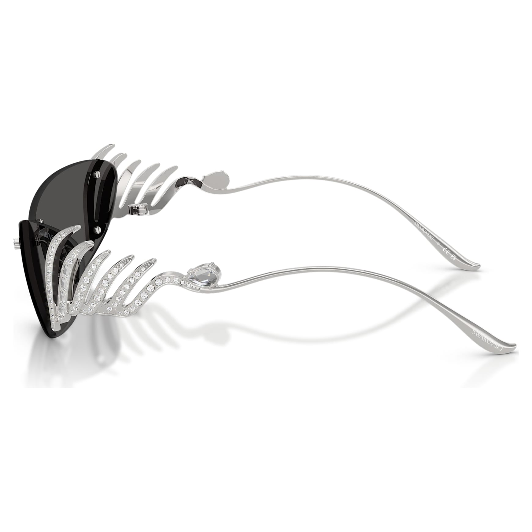 Sunglasses, Cat-Eye shape, Swan, Silver Tone by SWAROVSKI