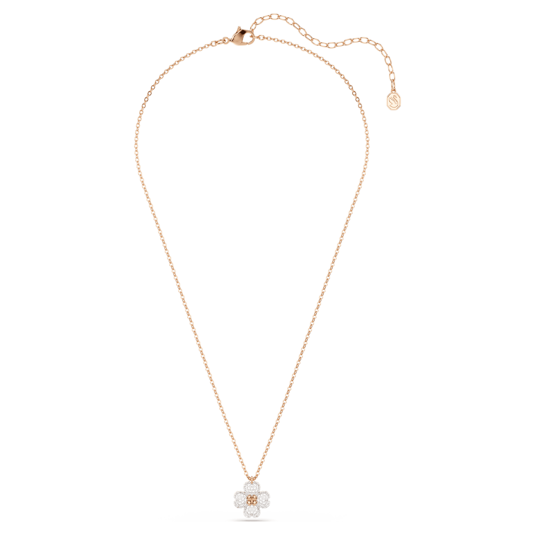 Latisha pendant, Pavé, Clover, Multicoloured, Rose gold-tone plated by SWAROVSKI