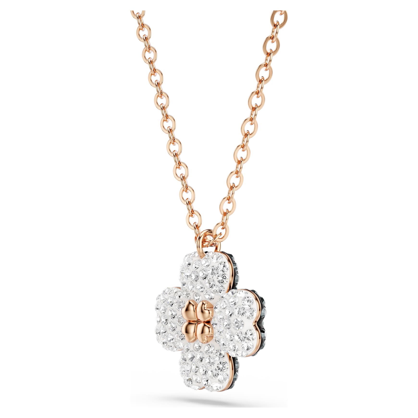 Latisha pendant, Pavé, Clover, Multicoloured, 18K rose gold finish