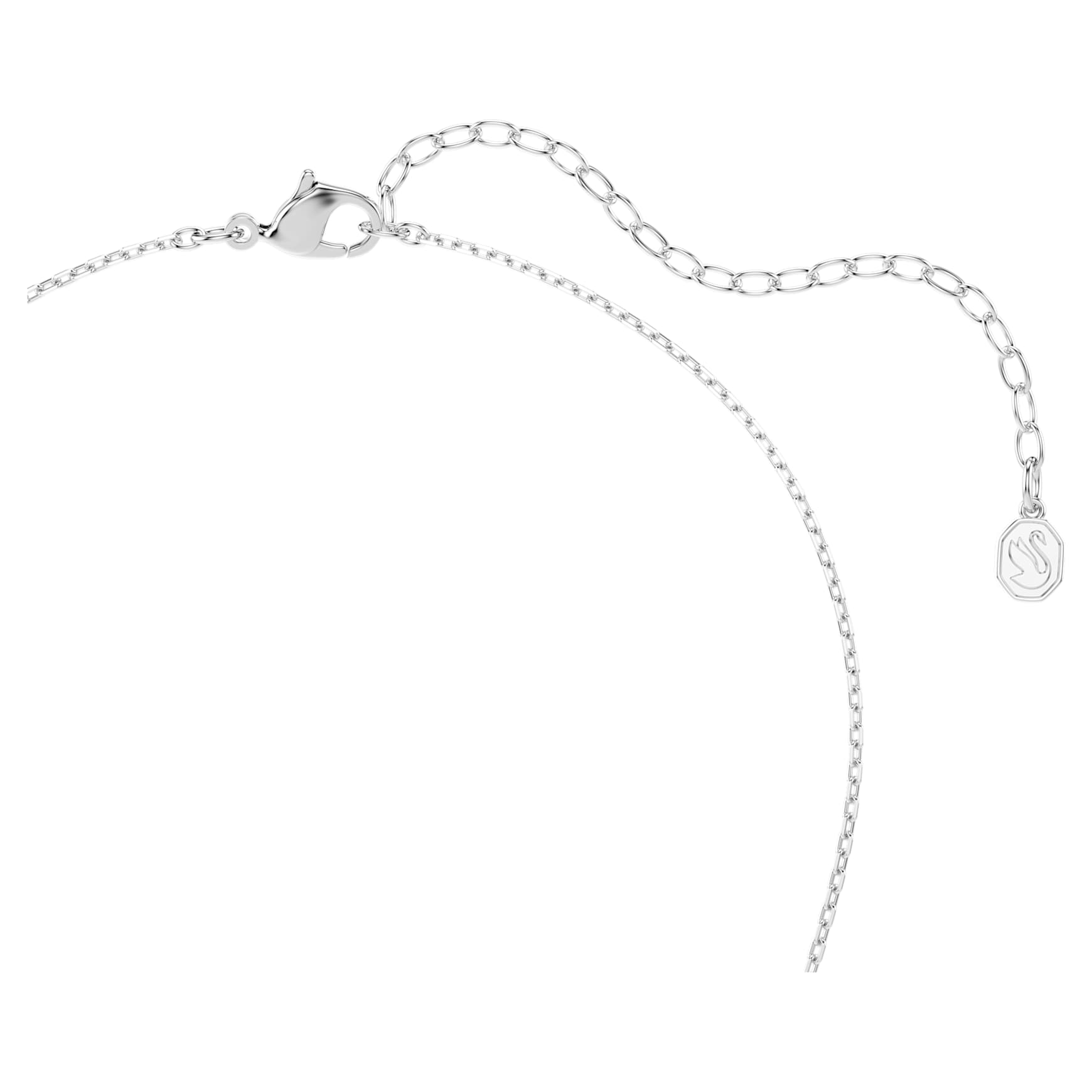 Lifelong pendant, Pavé, Bow, White, Rhodium plated by SWAROVSKI