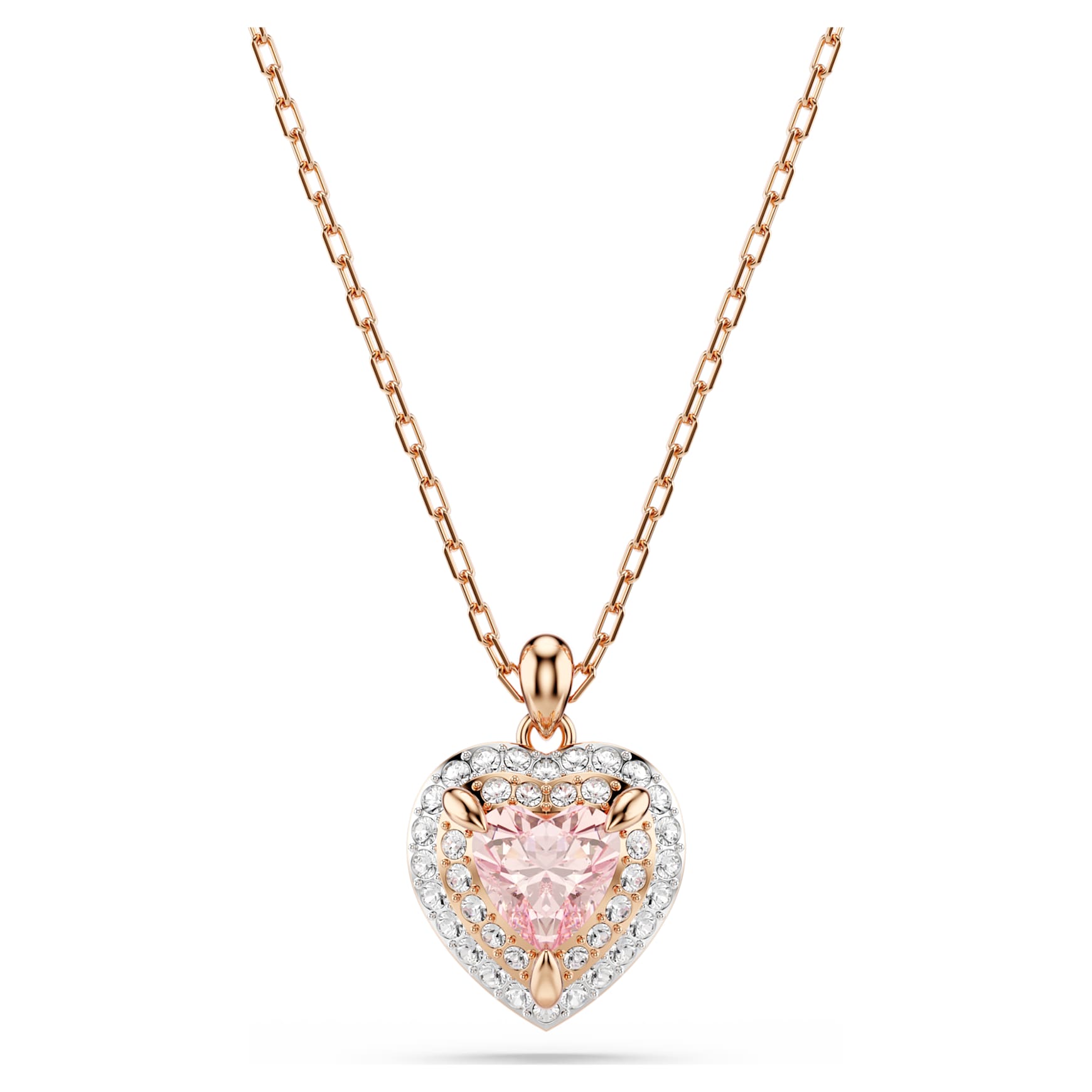 One pendant, Heart cut, Pavé, Heart, Pink, Mixed metal finish by SWAROVSKI