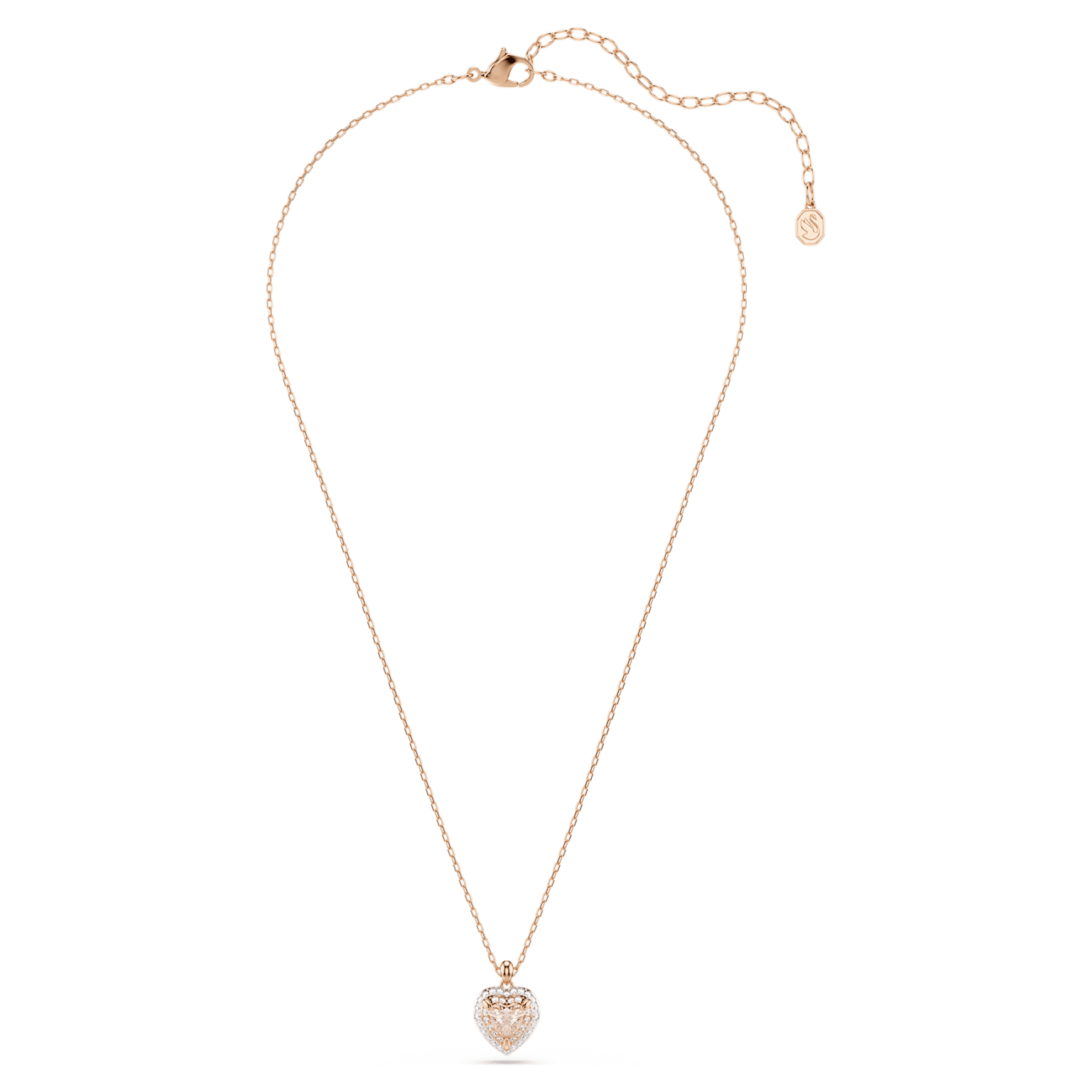 One pendant, Heart cut, Pavé, Heart, Pink, 18K rose gold finish