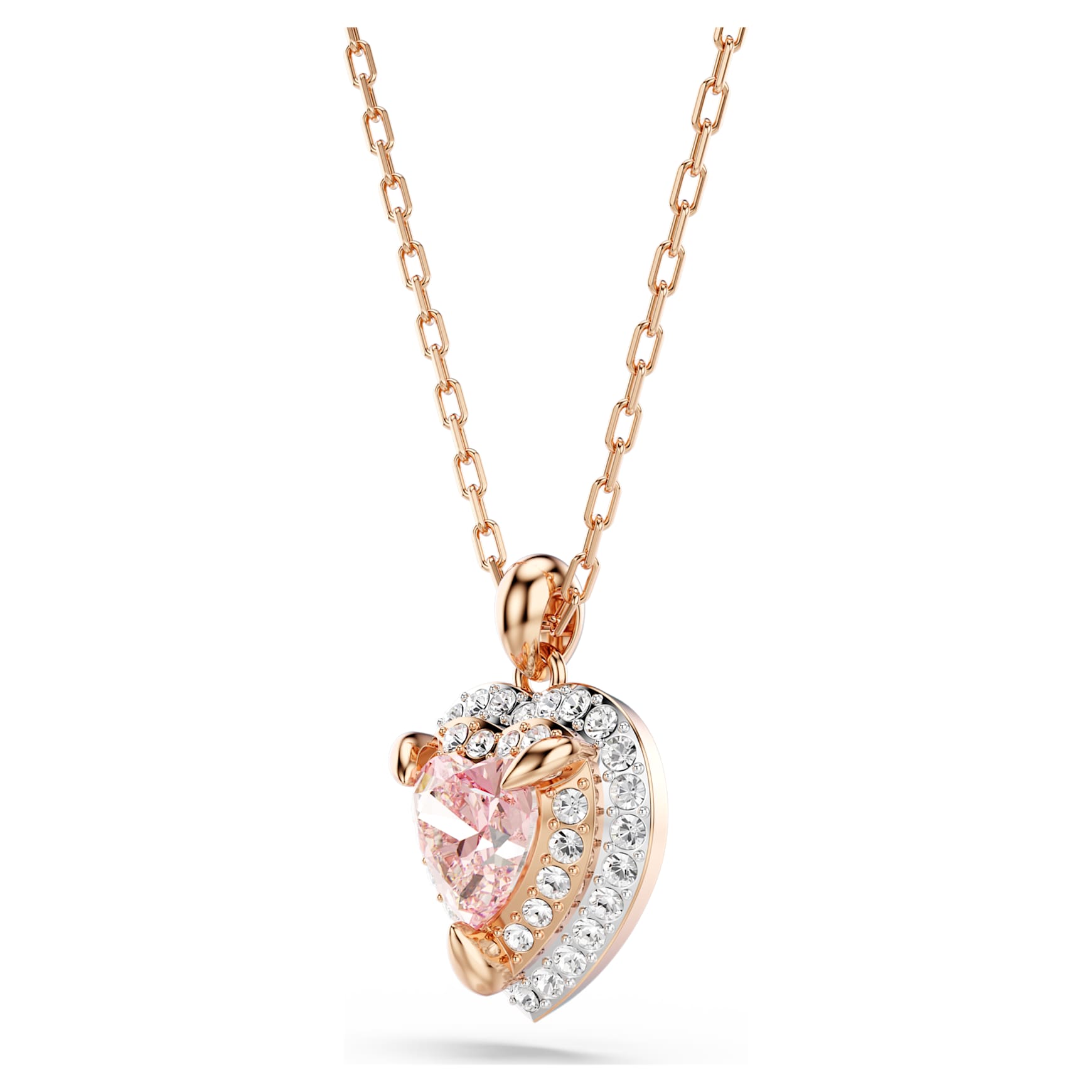 One pendant, Heart cut, Pavé, Heart, Pink, Mixed metal finish by SWAROVSKI