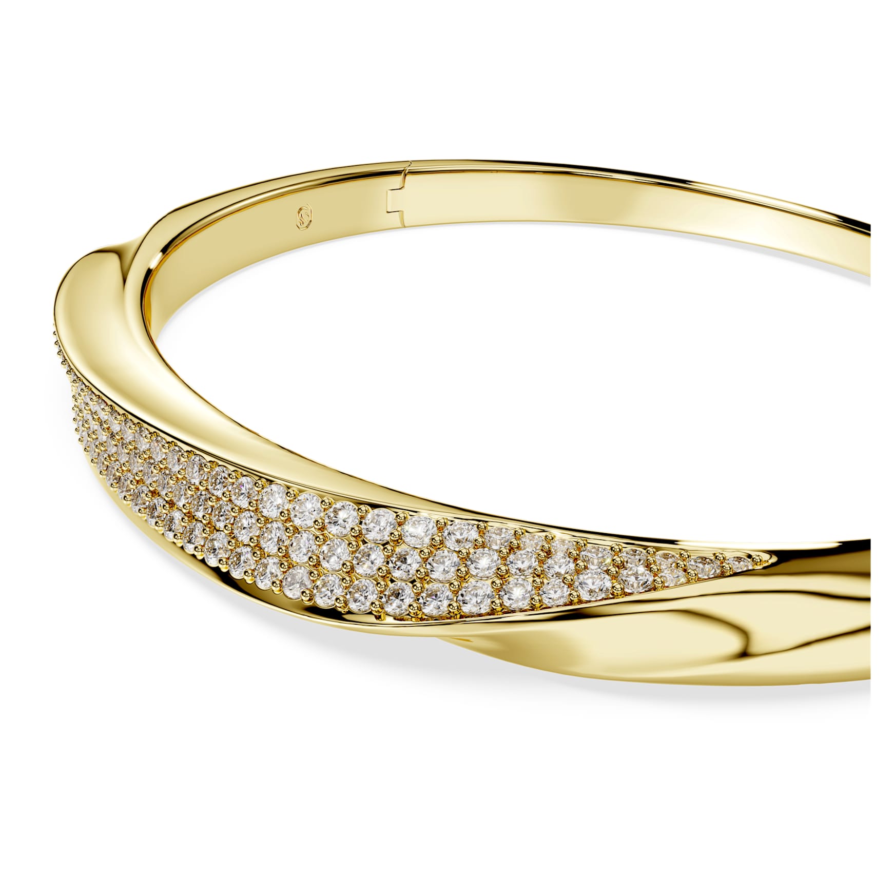 Classica bangle, Round cut, White, Sterling silver, 18K gold finish