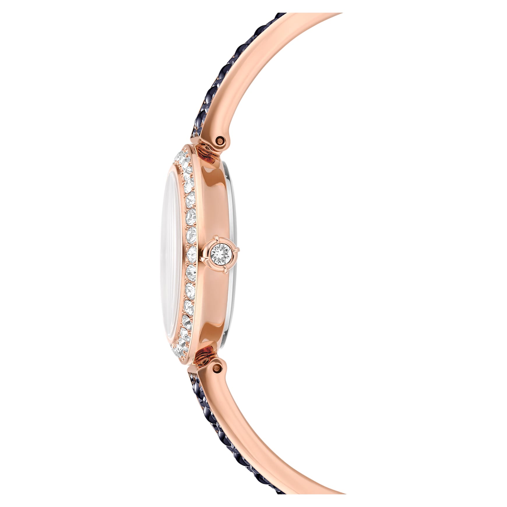 Matrix pearl bangle watch, Swiss Made, Crystal bracelet, Black, Rose gold-tone finish by SWAROVSKI