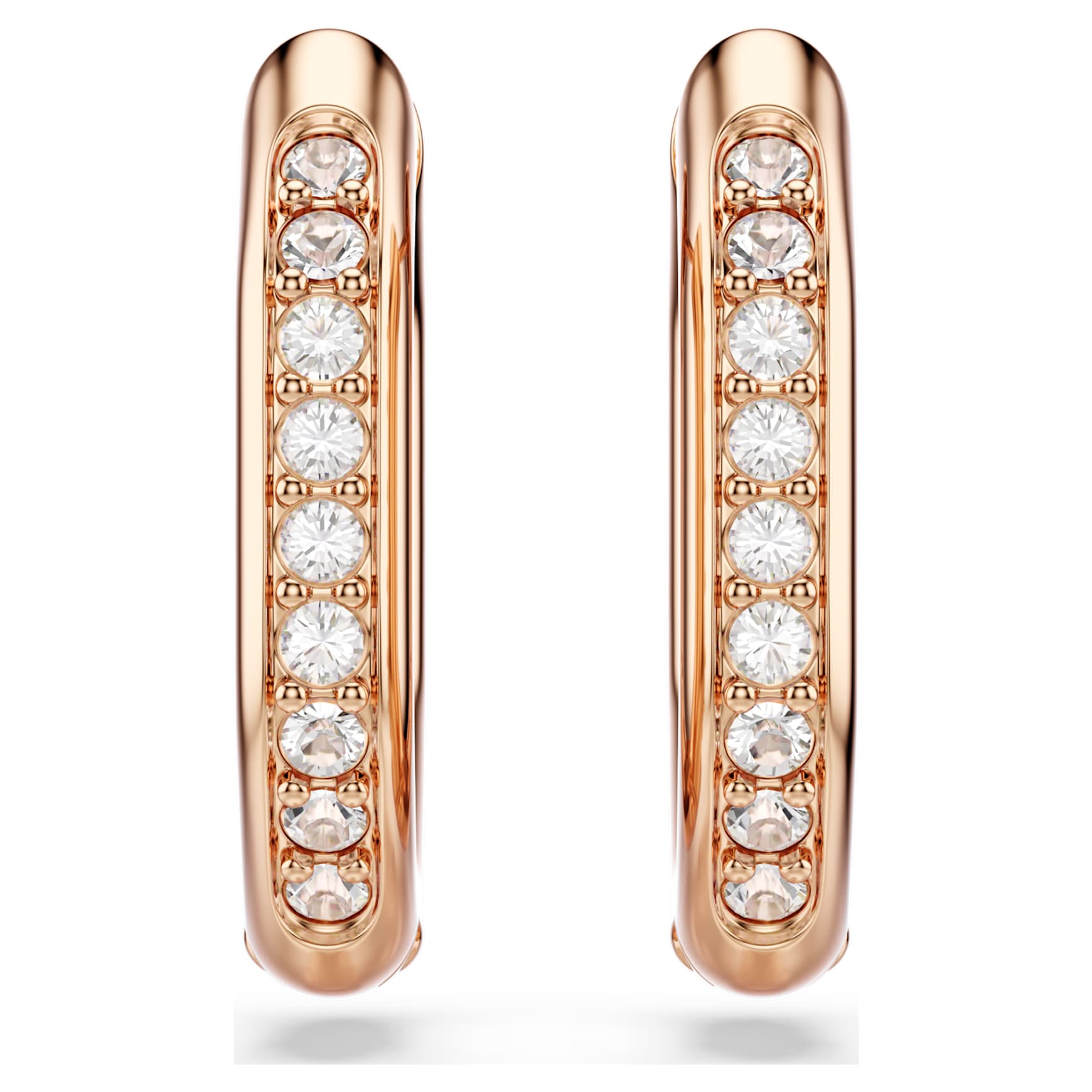 Dextera hoop earrings, Octagon shape, Round cut, Small, White, Rose gold-tone plated by SWAROVSKI