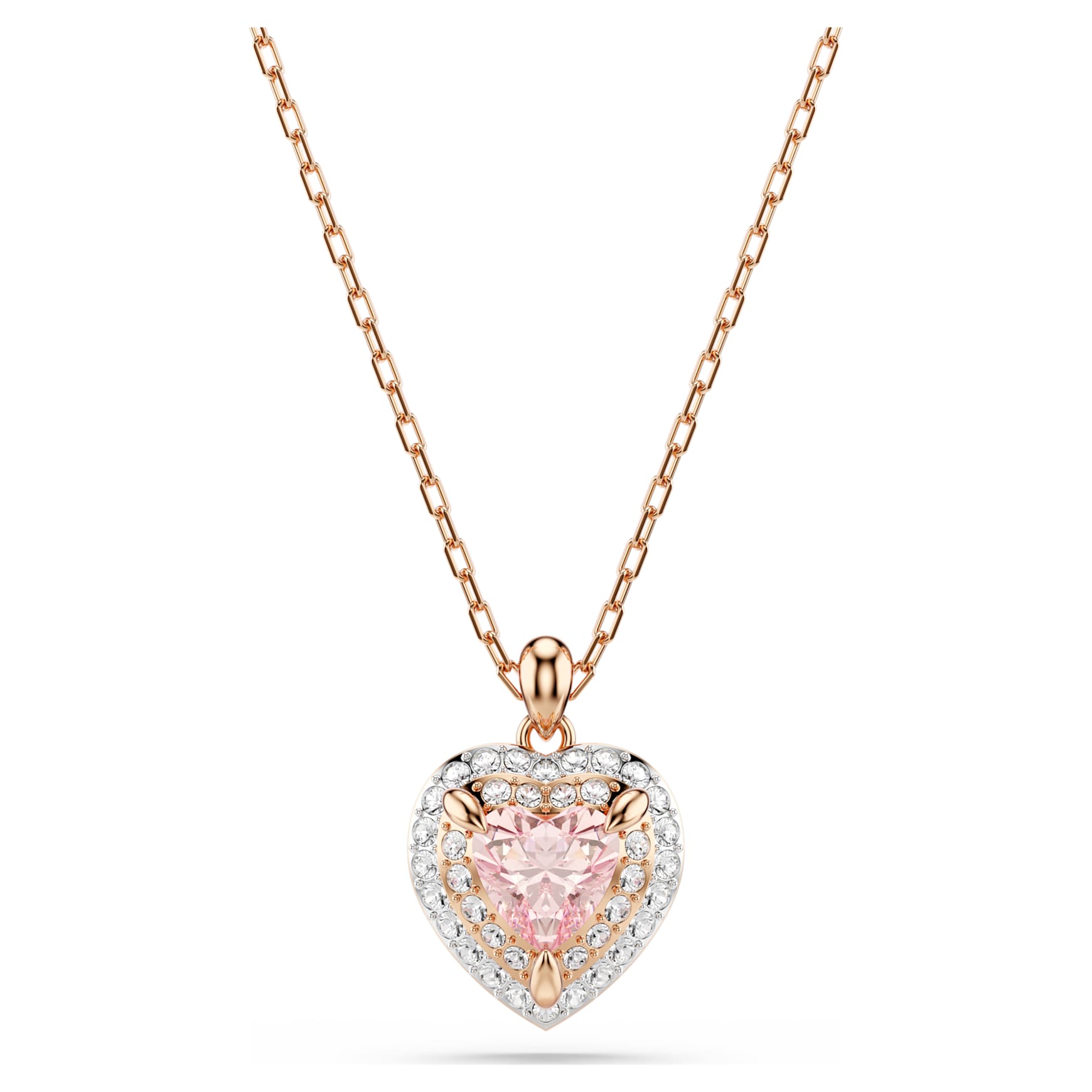 One set, Heart cut, Pavé, Heart, Pink, Mixed metal finish by SWAROVSKI