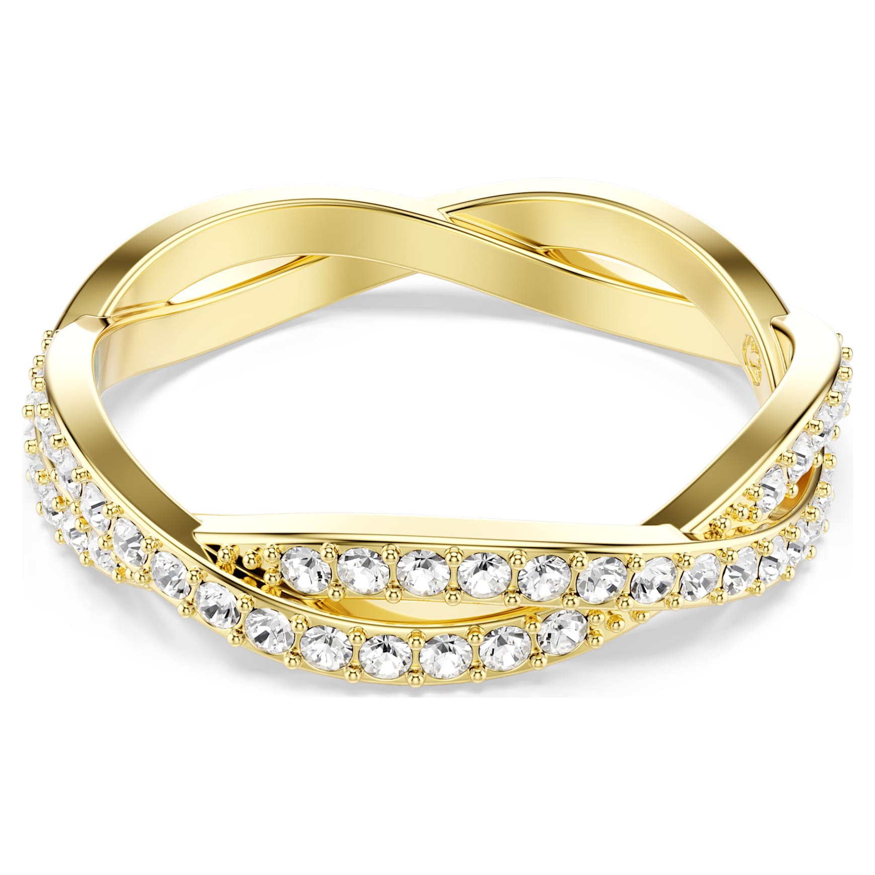 Infinity ring, Pavé, White, Gold-tone plated by SWAROVSKI