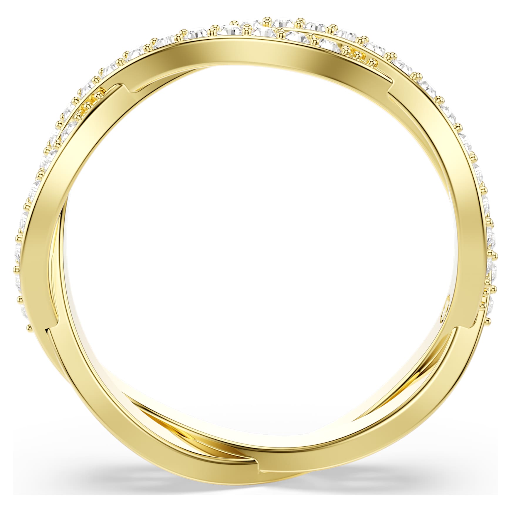 Infinity ring, Pavé, White, Gold-tone plated by SWAROVSKI