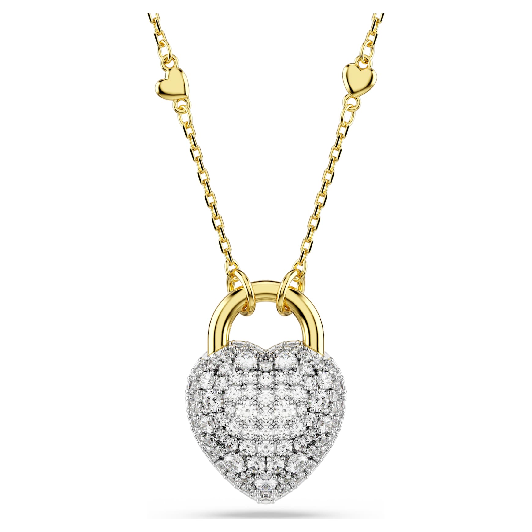Idyllia pendant, Mixed cuts, Heart, White, 18K gold finish
