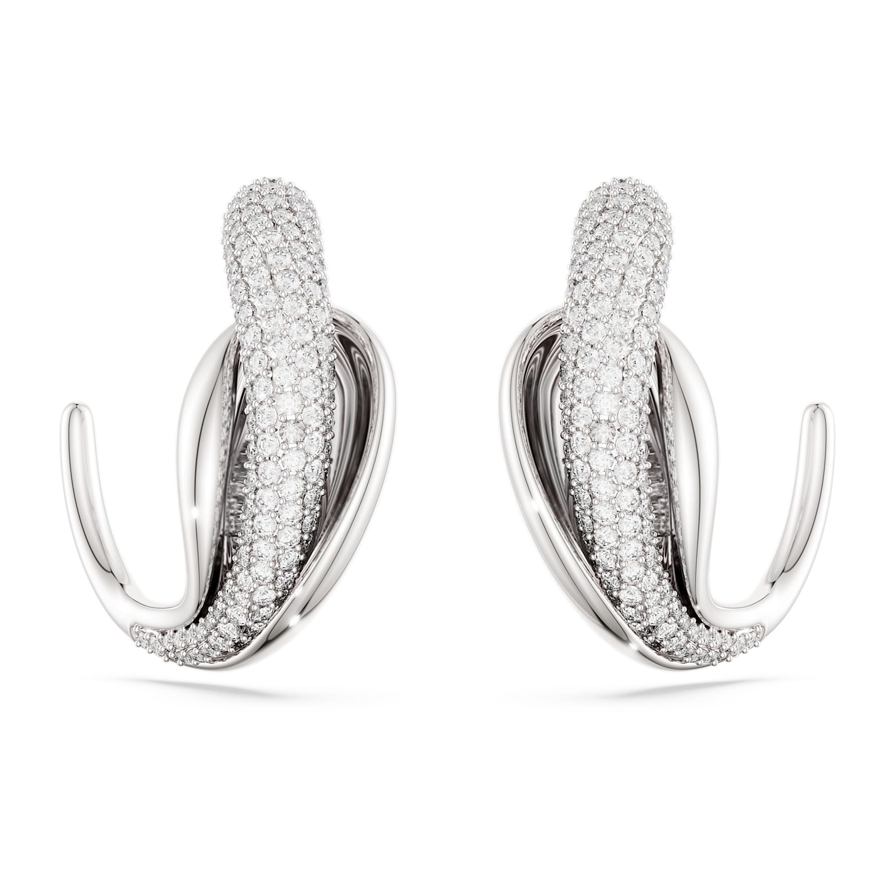 Classica hoop earrings, Statement, Round cut, White, Sterling silver