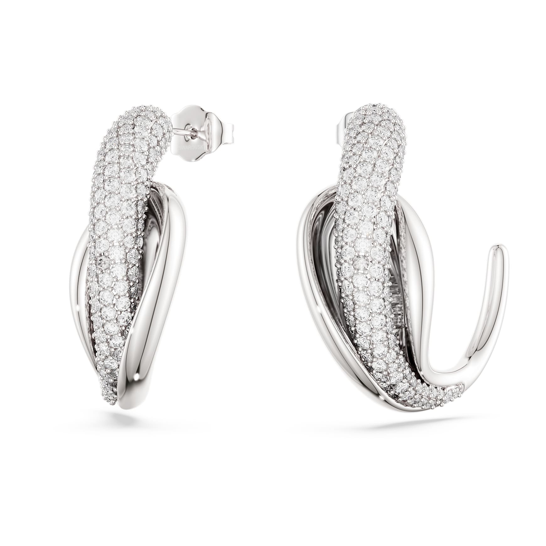 Classica hoop earrings, Statement, Round cut, White, Sterling silver