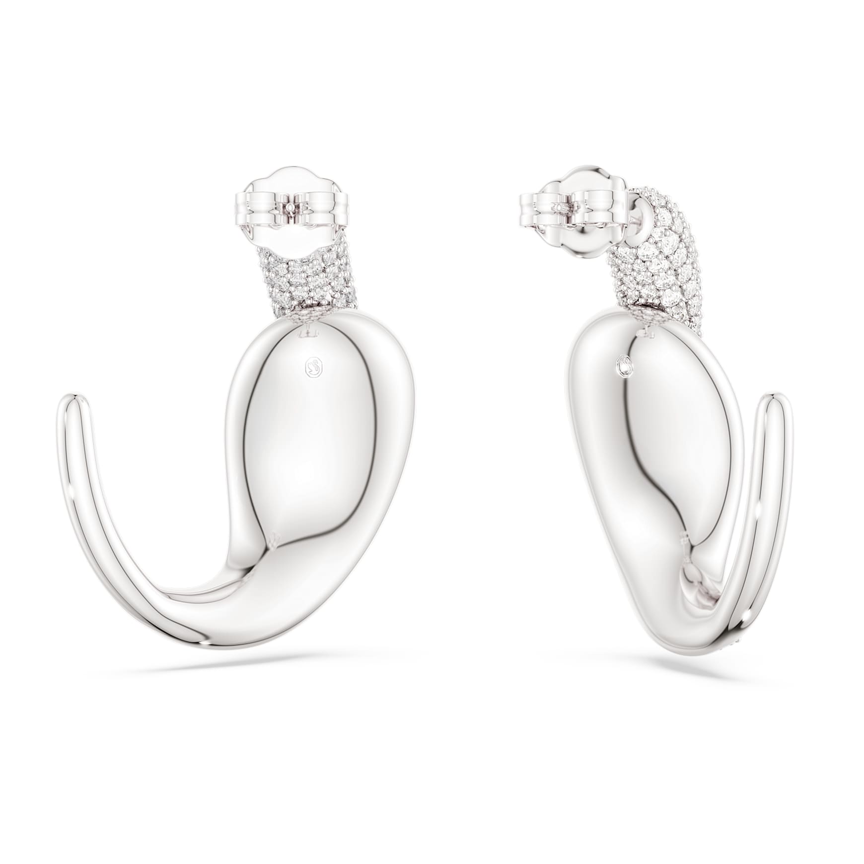 Classica hoop earrings, Statement, Round cut, White, Sterling silver