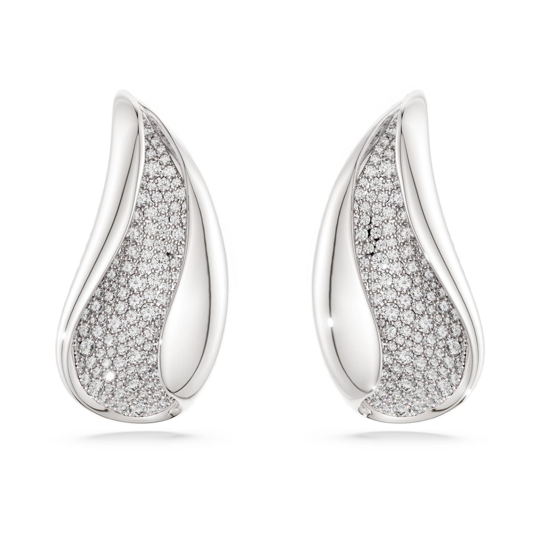 Swarovski Classica clip earrings, Statement, Round cut, White, Sterling silver