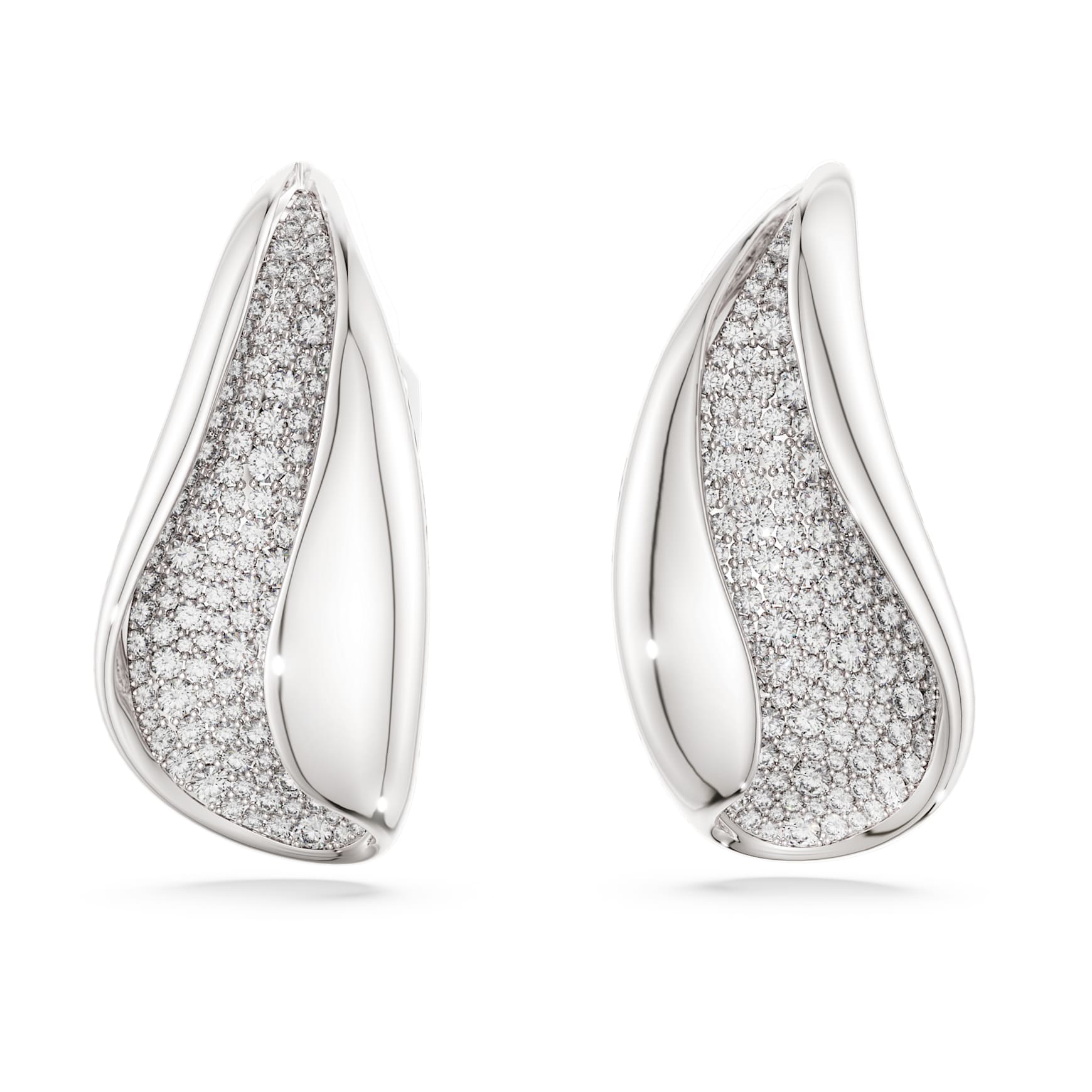 Classica clip earrings, Statement, Round cut, White, Sterling silver